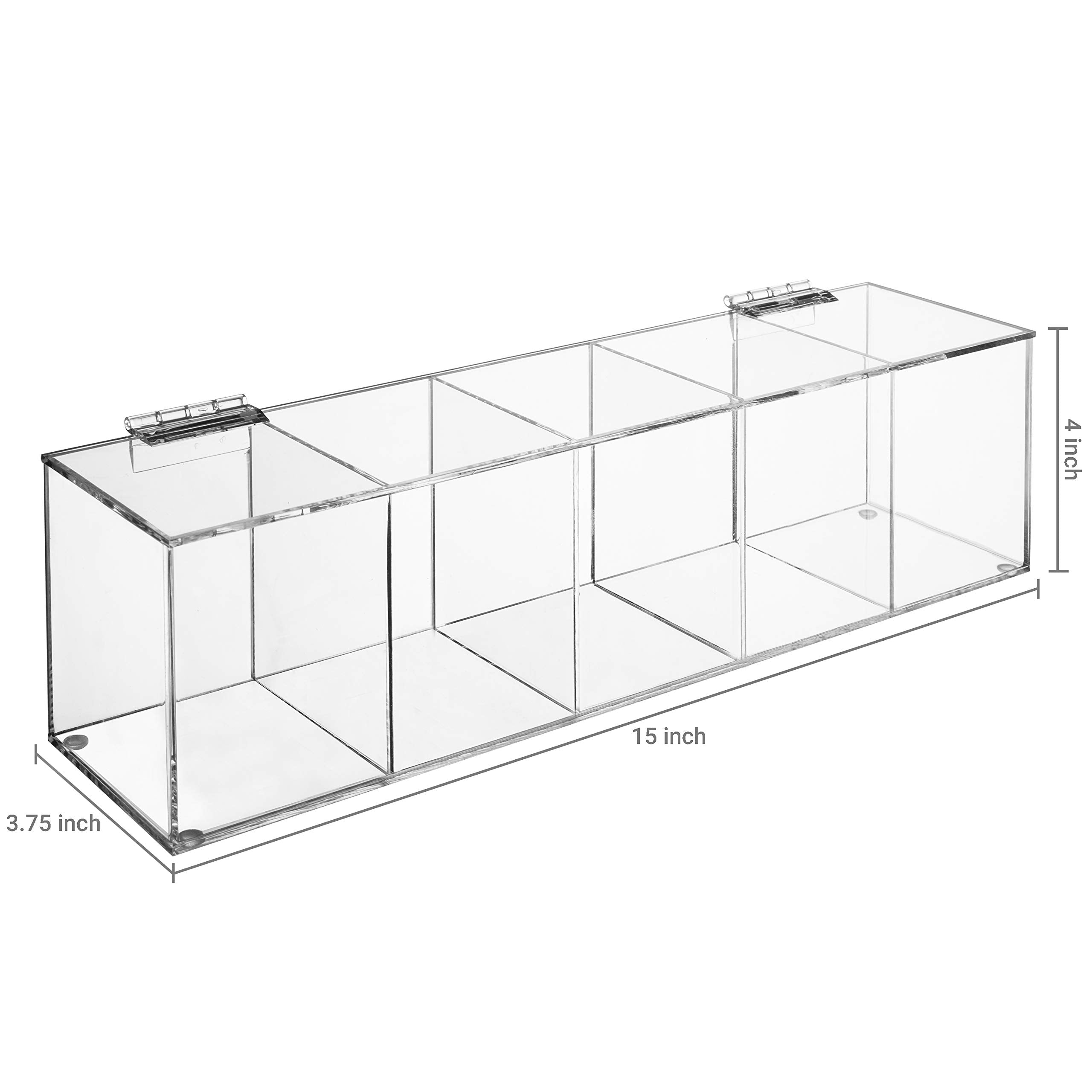 Mygift Modern Clear Premium Acrylic Tea Bag Organizer Box With 5 Compartments And Hinged Lid, Kitchen Countertop Storage Caddy F