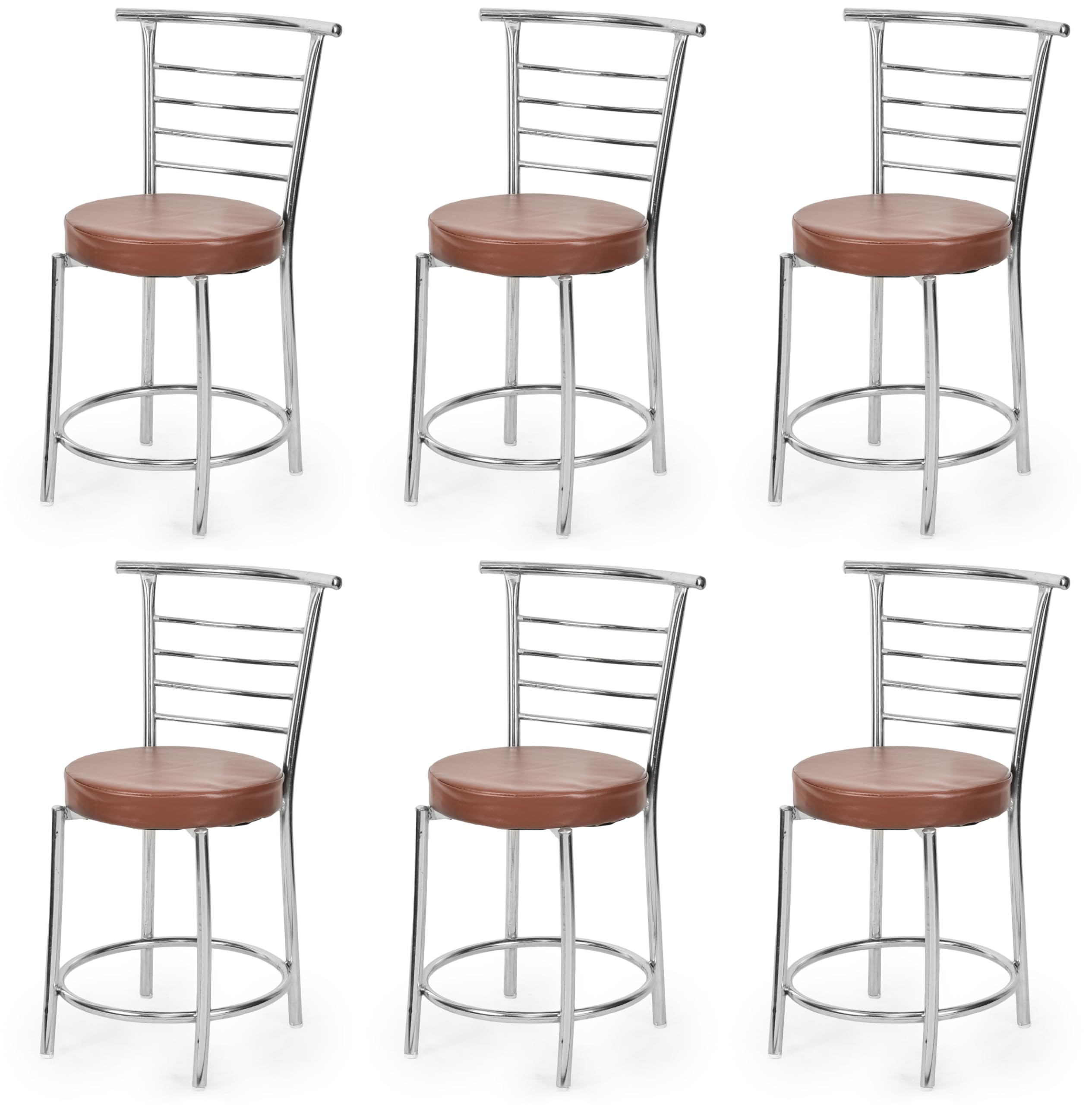 Goyal Steel & Furniture Chairs For Dining Table, Steel Chair, Dining Chair With Comfortable Cushion (6, Brown, Standard)
