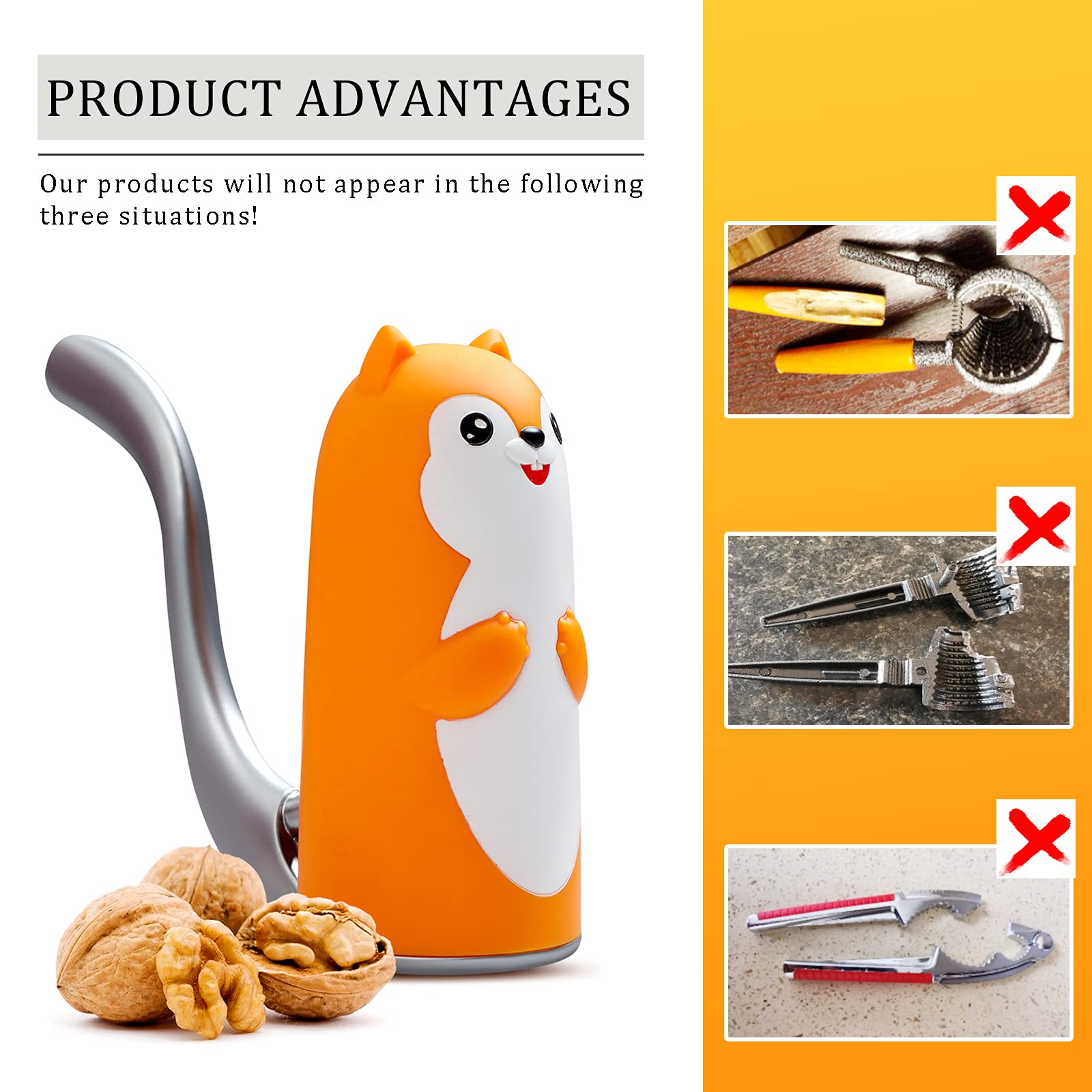 Nut Crackers Walnut Cracker,Pecan Crackers And Picks.Easy Cracking Nuts,Pecan,Hazelnuts, Almonds, Walnut, Brazil Nuts,Etc. Yello