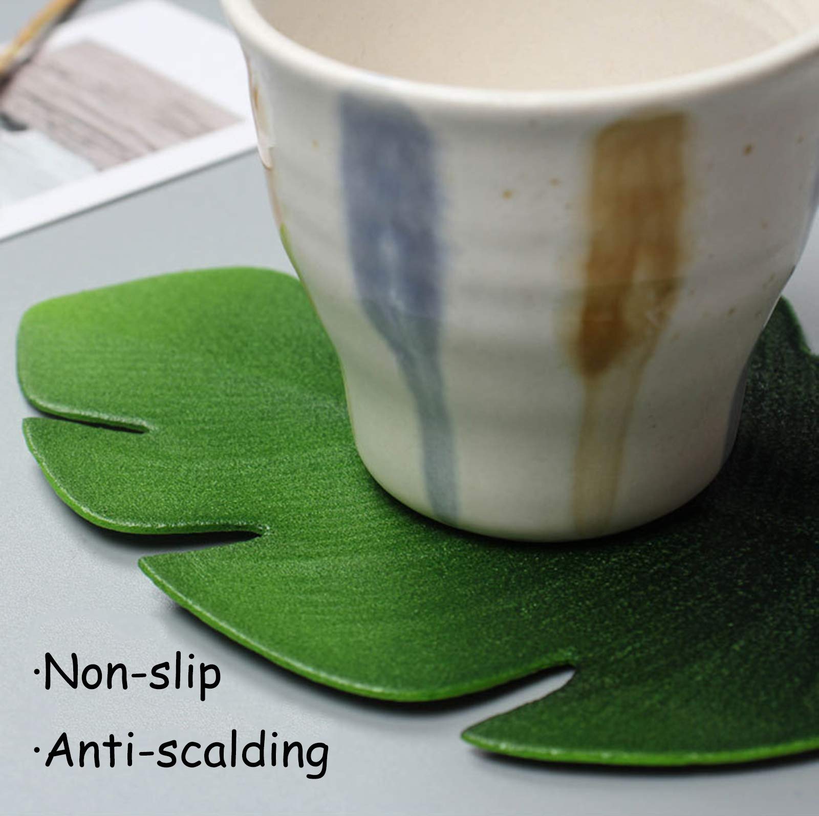 Monstera Leaves Coasters for Coffee Table Turtle Leaf Cup Coaster Set of 4  Coasters for Drinks Wooden Table Christmas Coasters for Drinks Coffee Mug Place Mats for Housewarming Home Decor