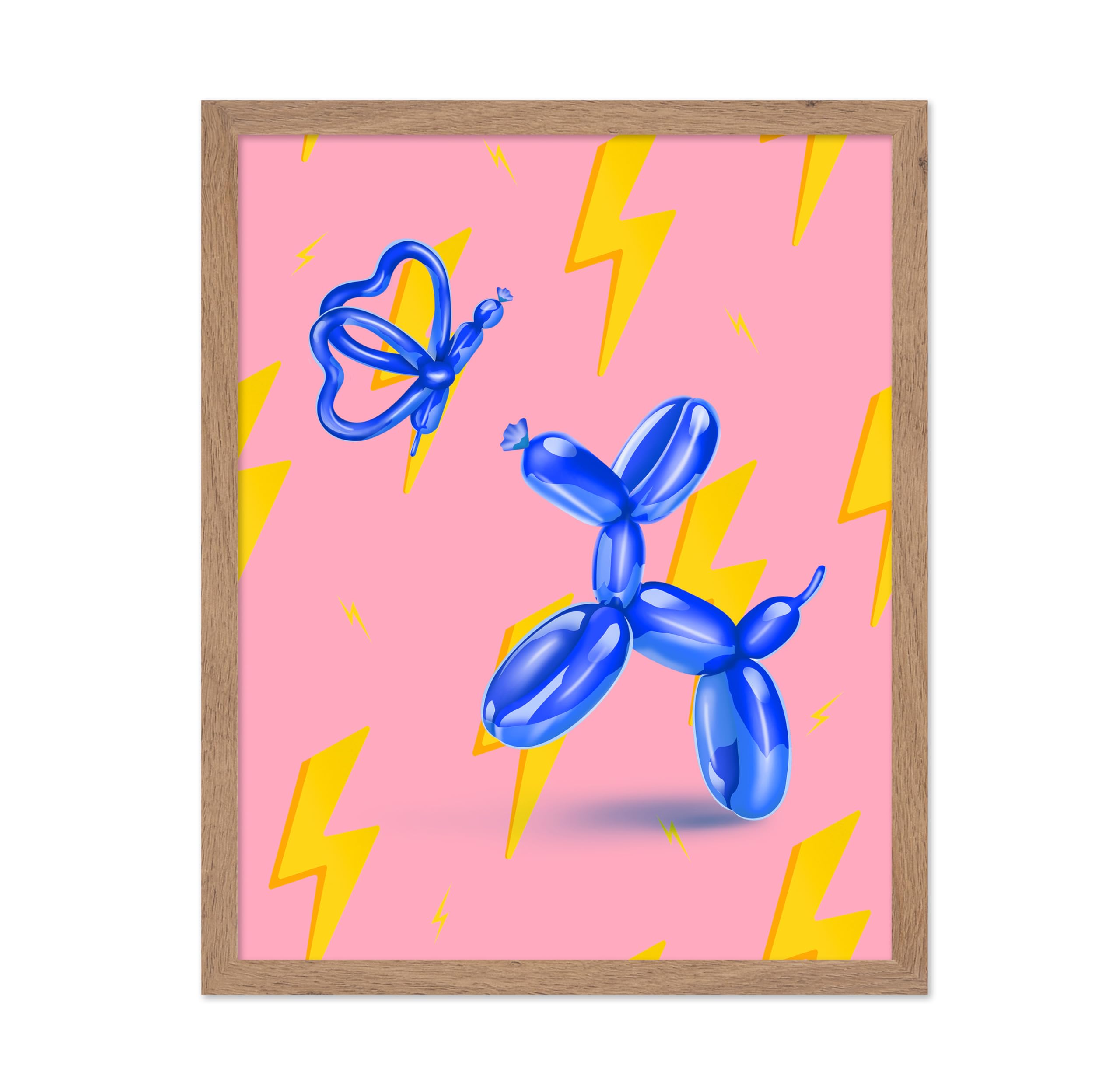 Poster Master Balloon Dog Poster - Balloon Butterfly Print - Blue Balloon Art - Trendy Art - Pop Art - Gift for Men & Women - Ch