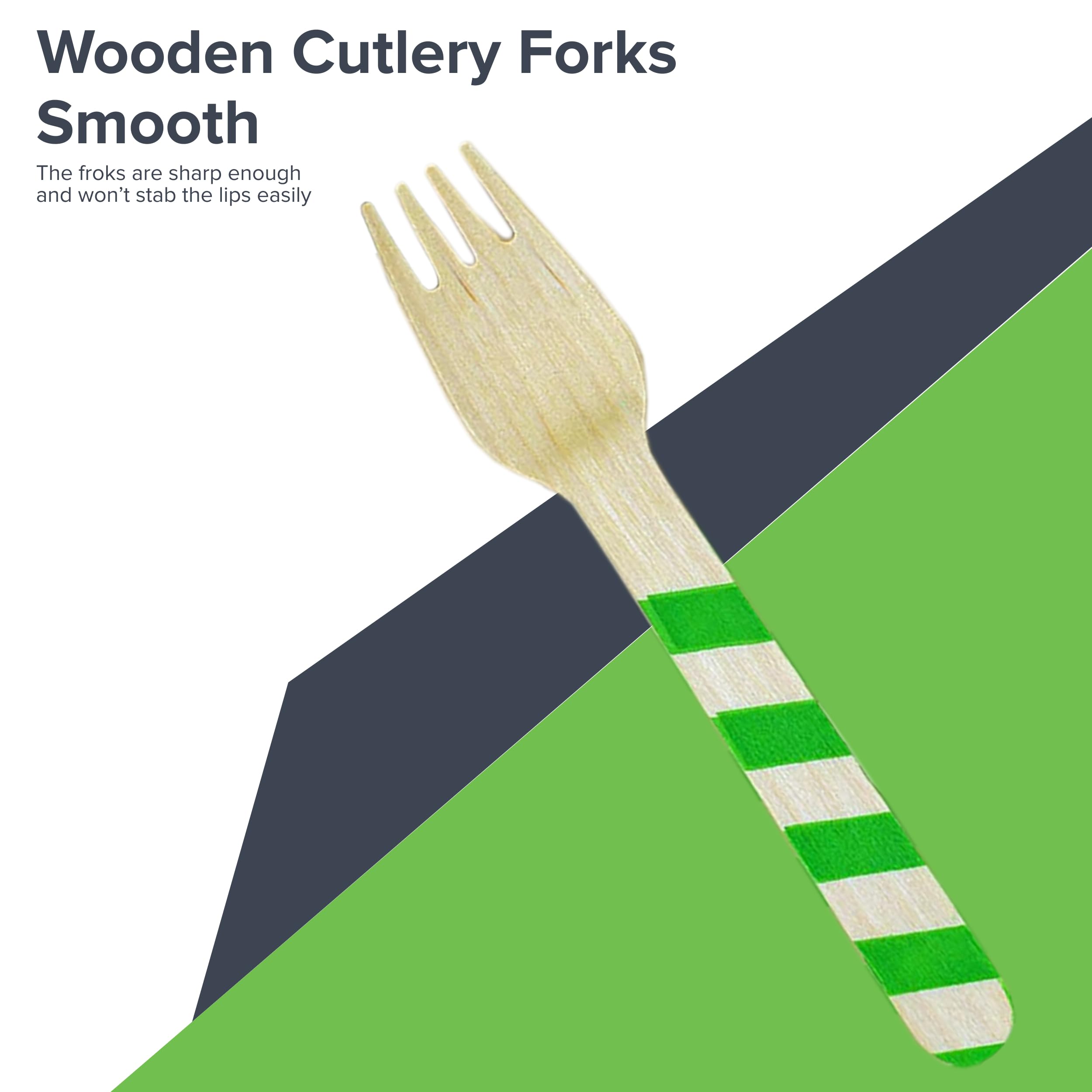 Perfect Stix Red And Green Striped Wooden Printed Forks. Pack Of 50 Printed Forks In Red And Green. 6 Inches In Length.Eco-Frien