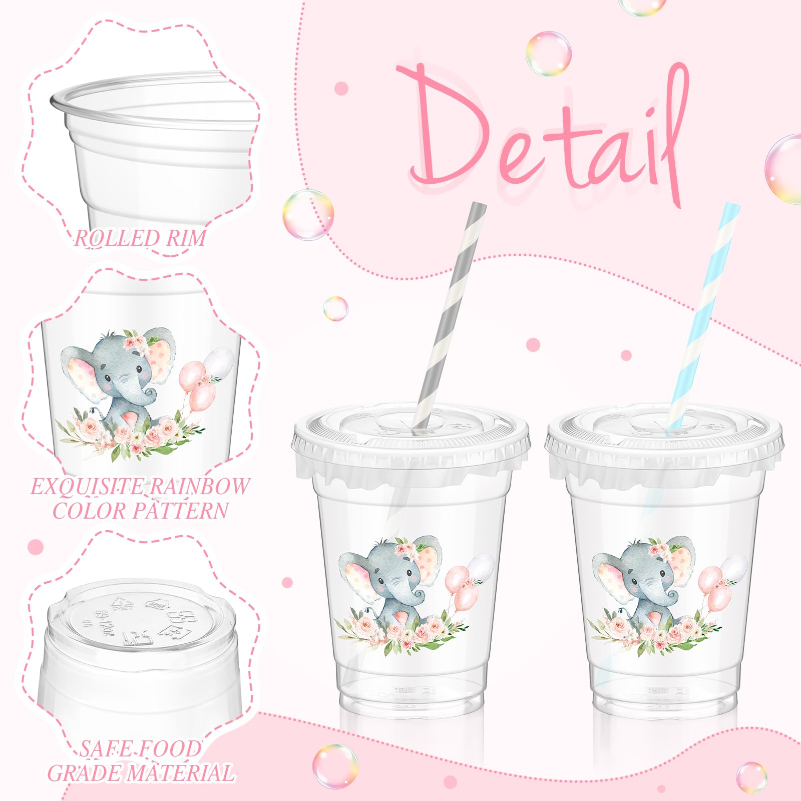Pickmesh 50 Pcs Fall Baby Shower Party Plastic Cup 12 oz a Little Pumpkin Is on The Way Thick Clear Cup Lids Straws Autumn Baby