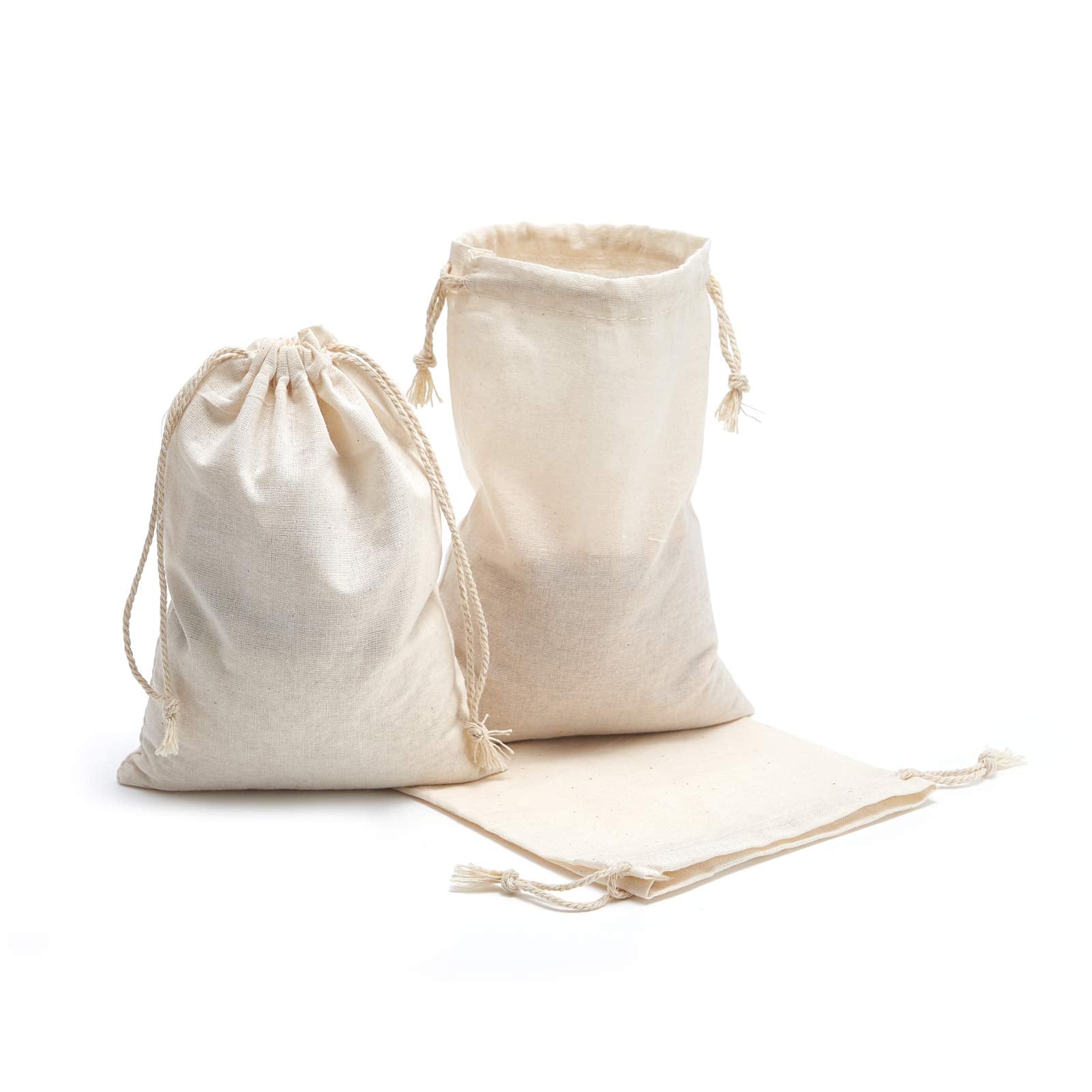 Tendwarm 20 Pieces 8X10 Inches Cotton Drawstring Bags Reusable Muslin Sachet Bag For Party Wedding Storage Home Supplies