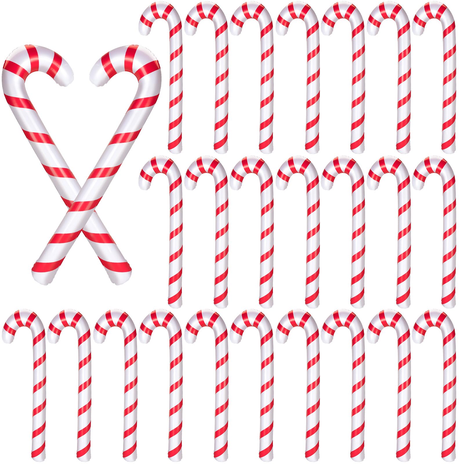 eBoot 30 Pcs Inflatable Candy Canes for Christmas 35.4 Jumbo Candy Canes Balloons Xmas Tree Hanging Decor for Christmas Indoor a
