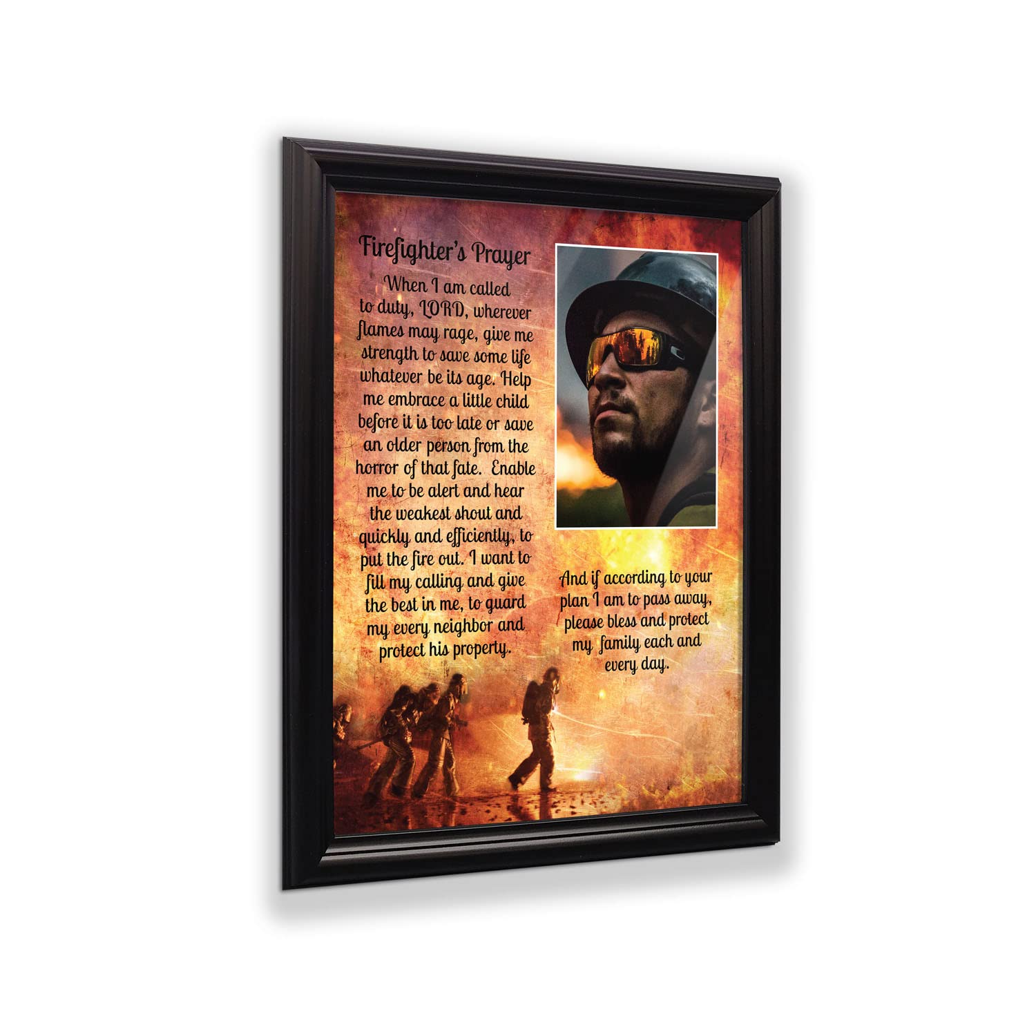 Crossroads Home D  Cor Firemans Prayer Picture Frame, Firefighter Decor, Firefighter Graduation Present, 5015B
