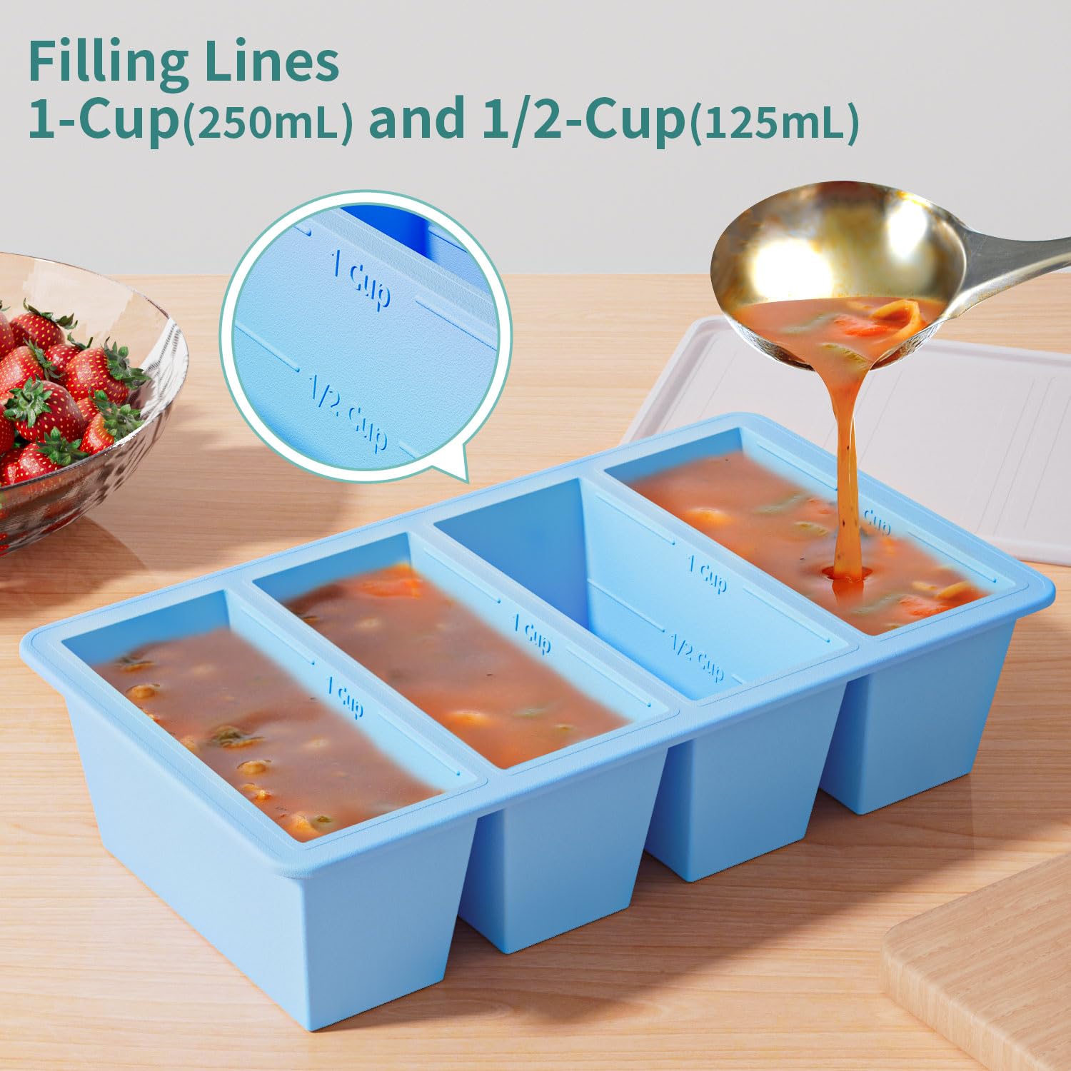 Ggow Silicone Freezer Tray For Soup Cube: Silicone Freezing Tray For Broth Sauce Storage - Freeze 125Ml 250Ml Souped Portion