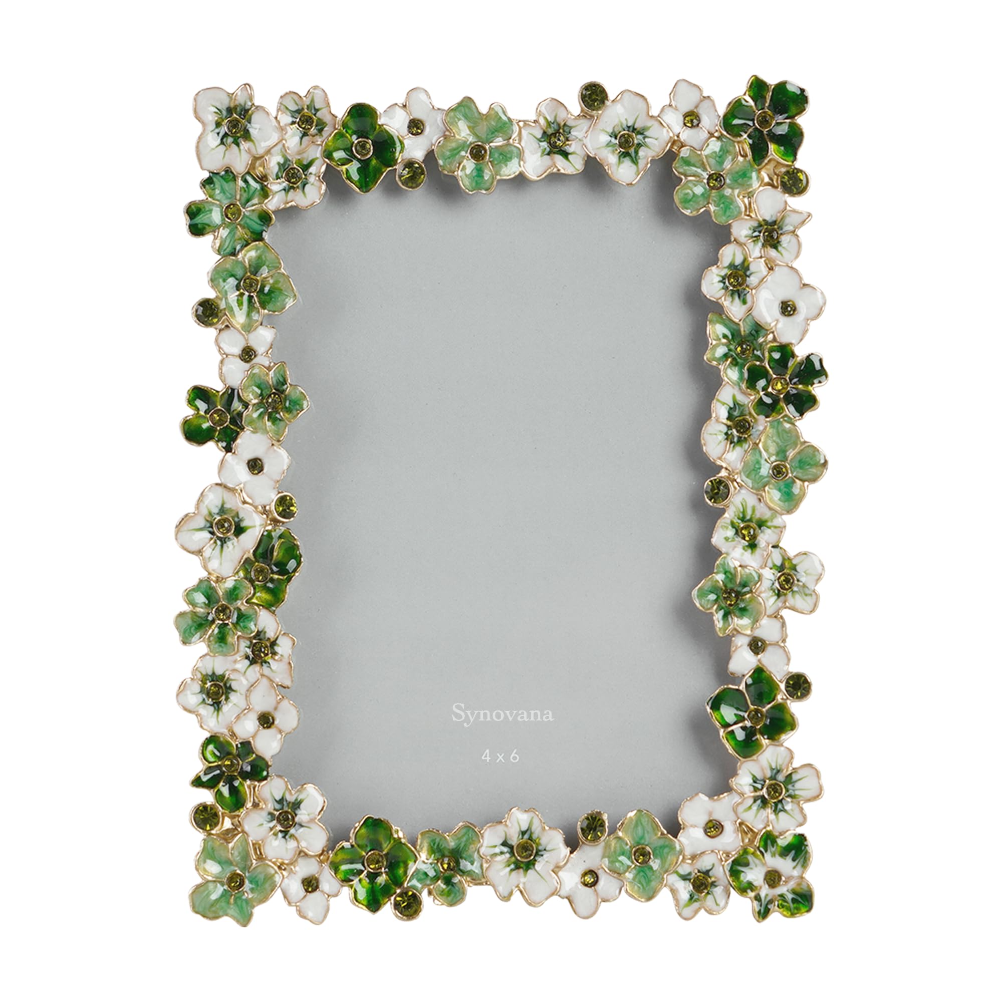 Synovana Green Flower Picture Frame 4x6 Blossom Photo Frame for Tabletop Display, Decorative Flower Design Home Decor