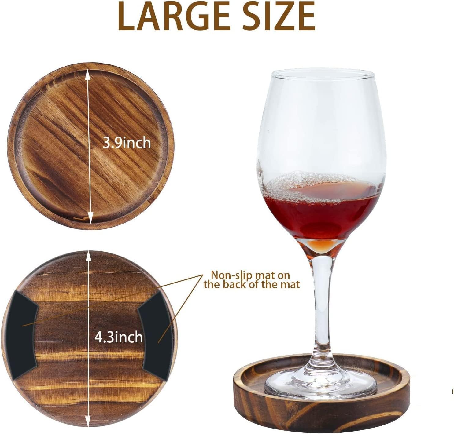 Wooden Coasters For Drinks - Natural Paulownia Wood Drink Coaster Set For Drinking Glasses, Tabletop Protection For Any Table Ty