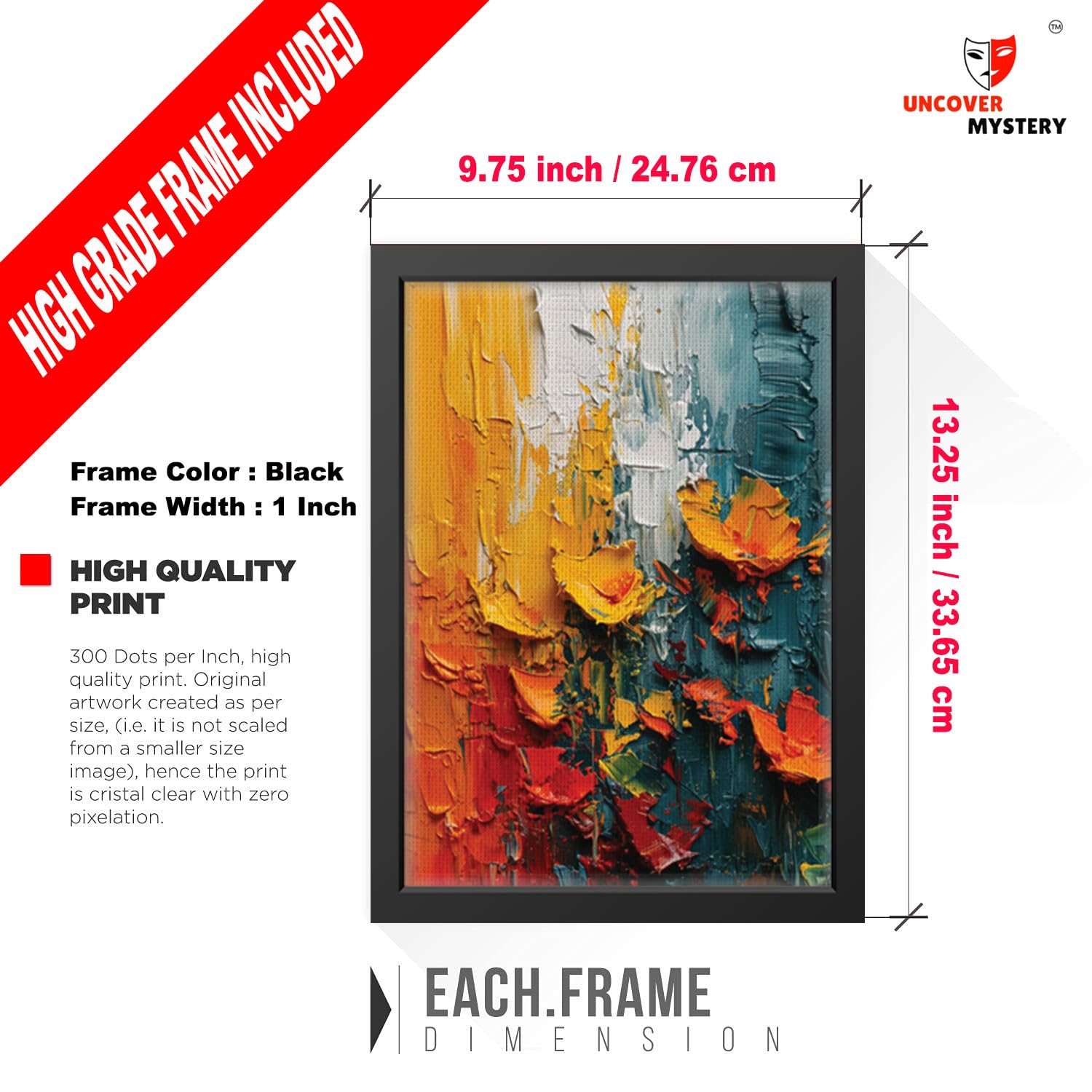 Uncover Mystery Abstract Acrylic Painting Print On Polyster Canvas Framed, Wall Art For Home, Office, Living Room Wall Decoratio