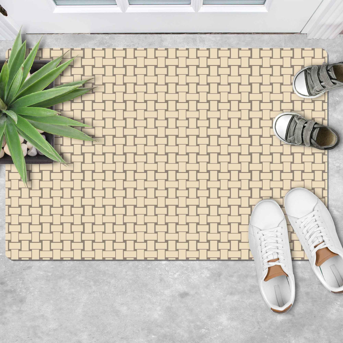 Shape28 Floor Mat Ultra-Thin Kitchen Bathroom Rug With Non Slip Rubber Backing 35 X 23 Inches Color Latte Design 5C