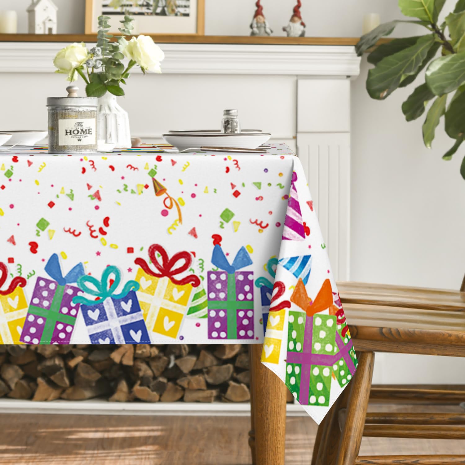 Horaldaily Birthday Rectangular Tablecloth 60  140 Inch, Happy Birthday Balloon Washable Table Cover For Party Picnic Dinner Dec