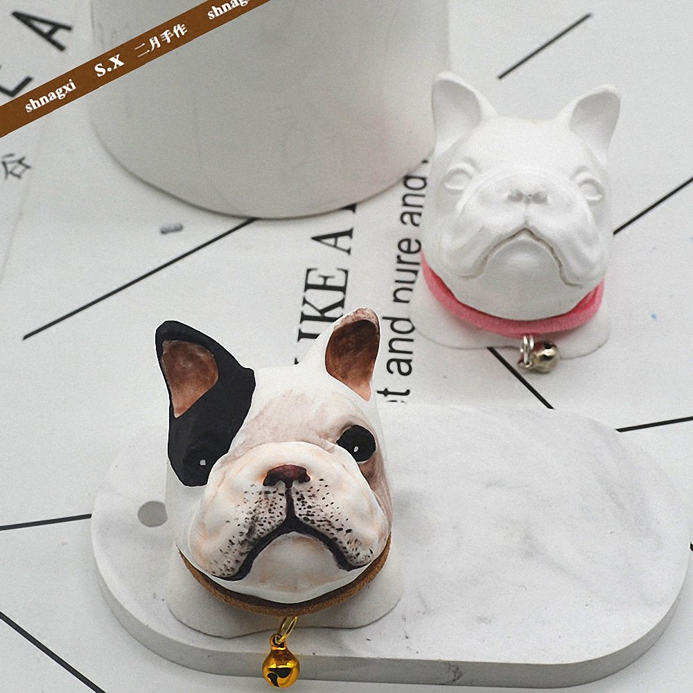 Moldfun French Bulldog Dog Head Silicone Mold For Chocolate, Ice Cube, Fondant, Candle, Plaster, Mini Soap, Wax Crayon Melt, Cak
