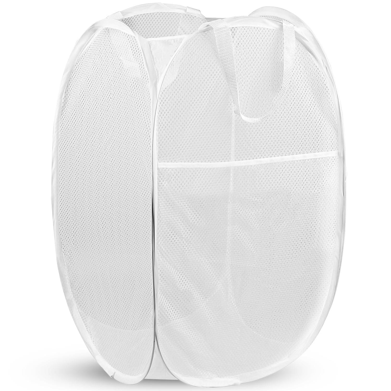 Ducoo Pop Up Laundry Hamper, 14.6 X 14.6 X 22.5 In, Mesh, Foldable, White