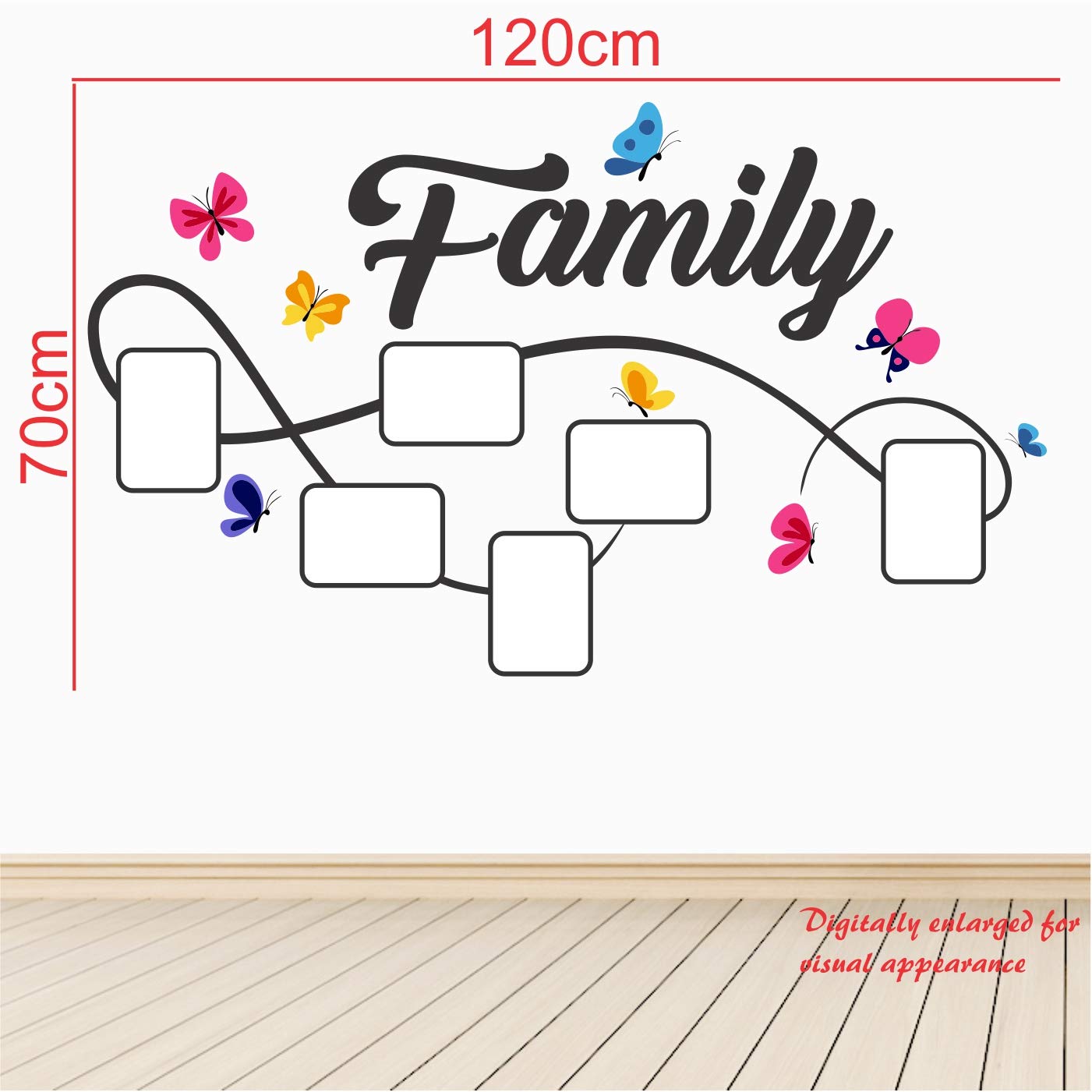 Stickme 'Family - Photo - Frames - Butterfly - Creative - Colorful - Wall Sticker' -Sm696 (Pvc Vinyl - 120Cm X 70 Cm)