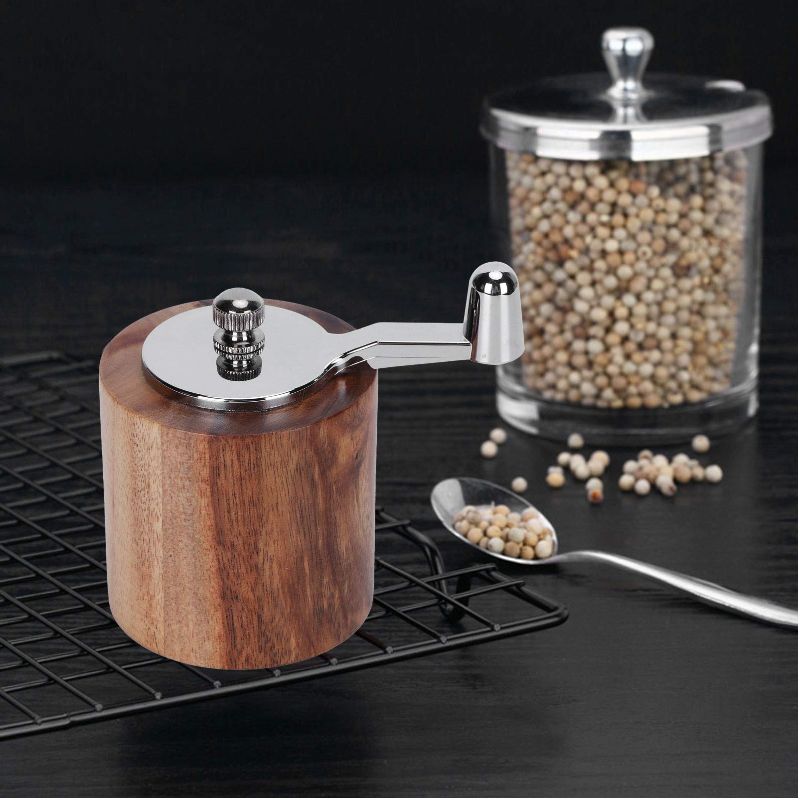 Wooden Salt Pepper Grinder, Manual Peppercorn Spices Mill Refillable Classic Grinding Chili Herbs Crusher Tool With Long Crank S