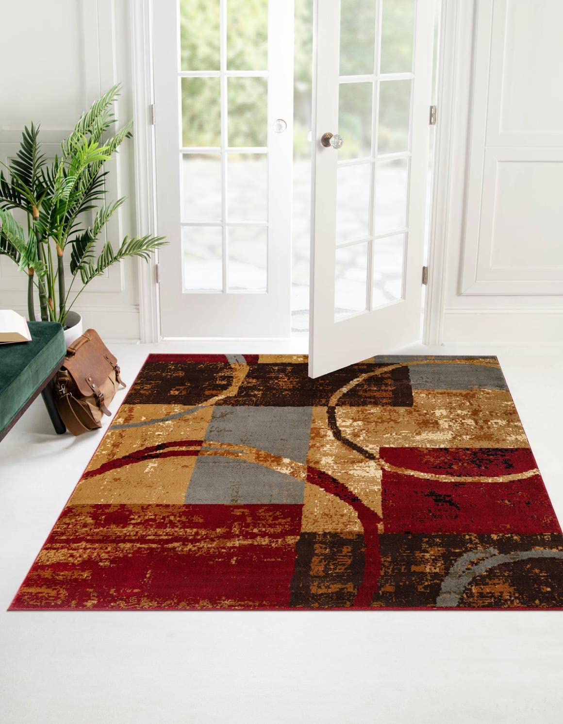 Unique Loom Barista Collection Area Rug - Kouillou (7 1 Square, Multi/Brown)