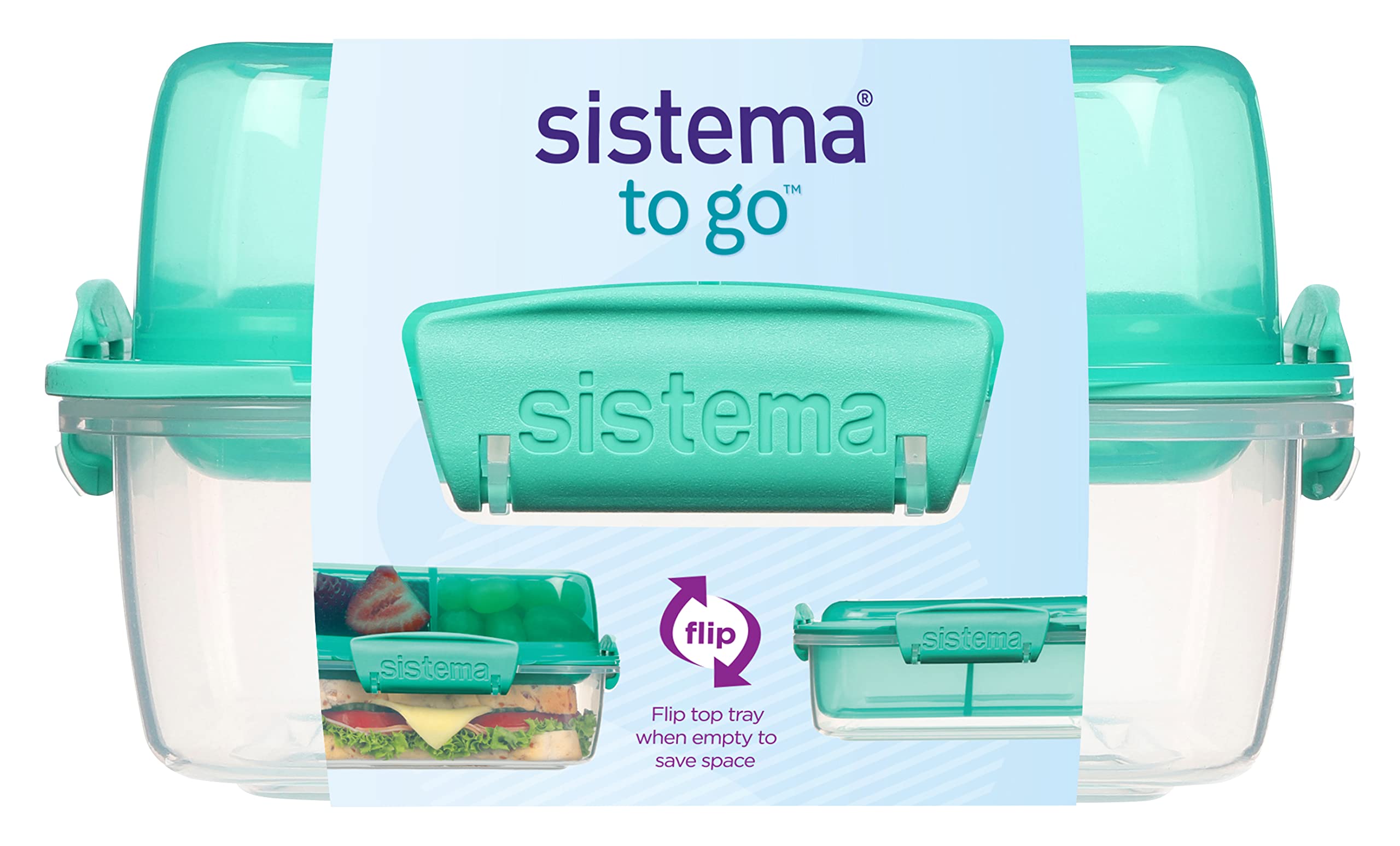 Sistema 124L Lunch Stack Square To Go Assorted Colours, Polypropylene, 124 Litre