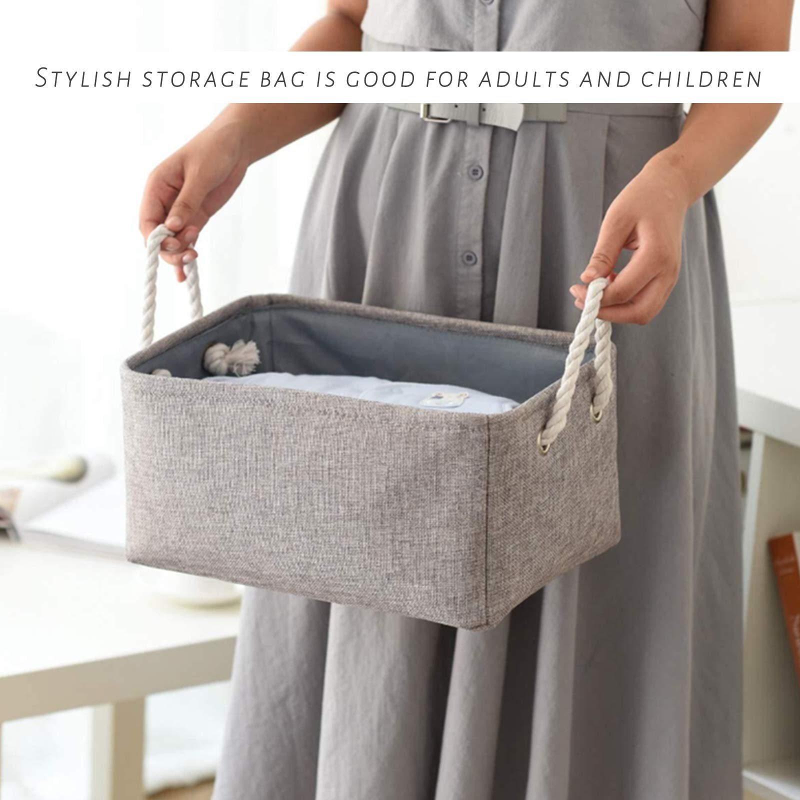 TcaFmac Storage Bins for Organization - Large 3 Pack Canvas Storage Basket for Shelves with Handles  Collapsible Baskets for Organizing for Closet Dog Laundry Bathroom (Grey 16x12x8 inch)
