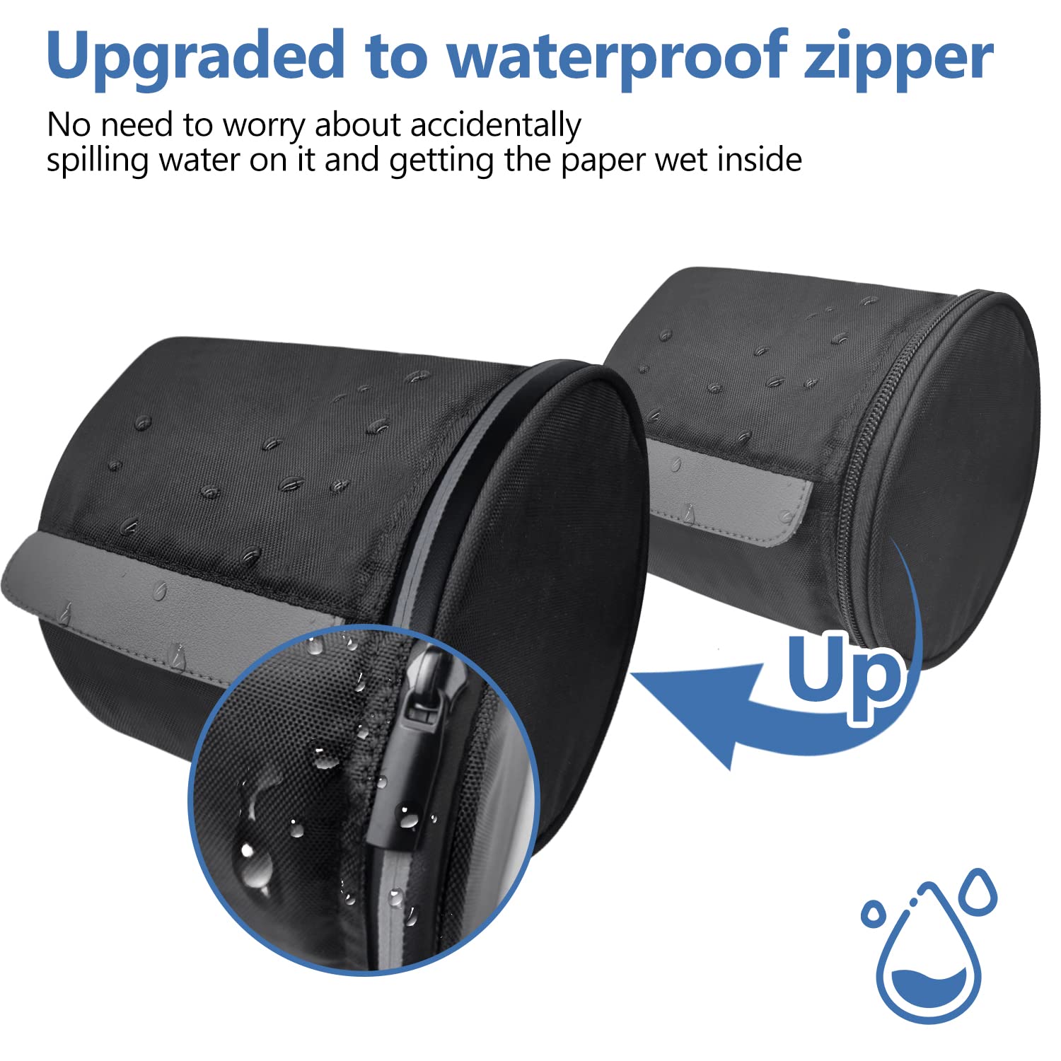 Hanging Toilet Paper Holder Waterproof Tissue Holder Cat Proof Roll Paper Case Cover Portable and Foldable Roll Storage Bag with Adjustable Strap for Wall Car Camping Tent Home Office Black