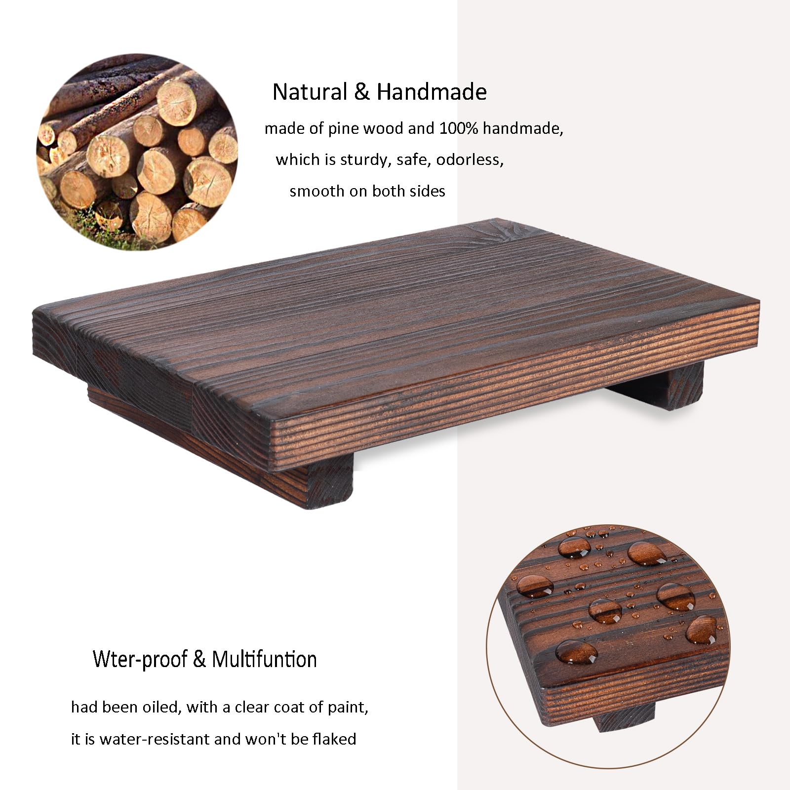 Bathroom Counter Organizer Wood Pedestal Stand Farmhouse Decorative Tray Soap Holder For Kitchen Decor, 9'' X 6'' - Dark Brown
