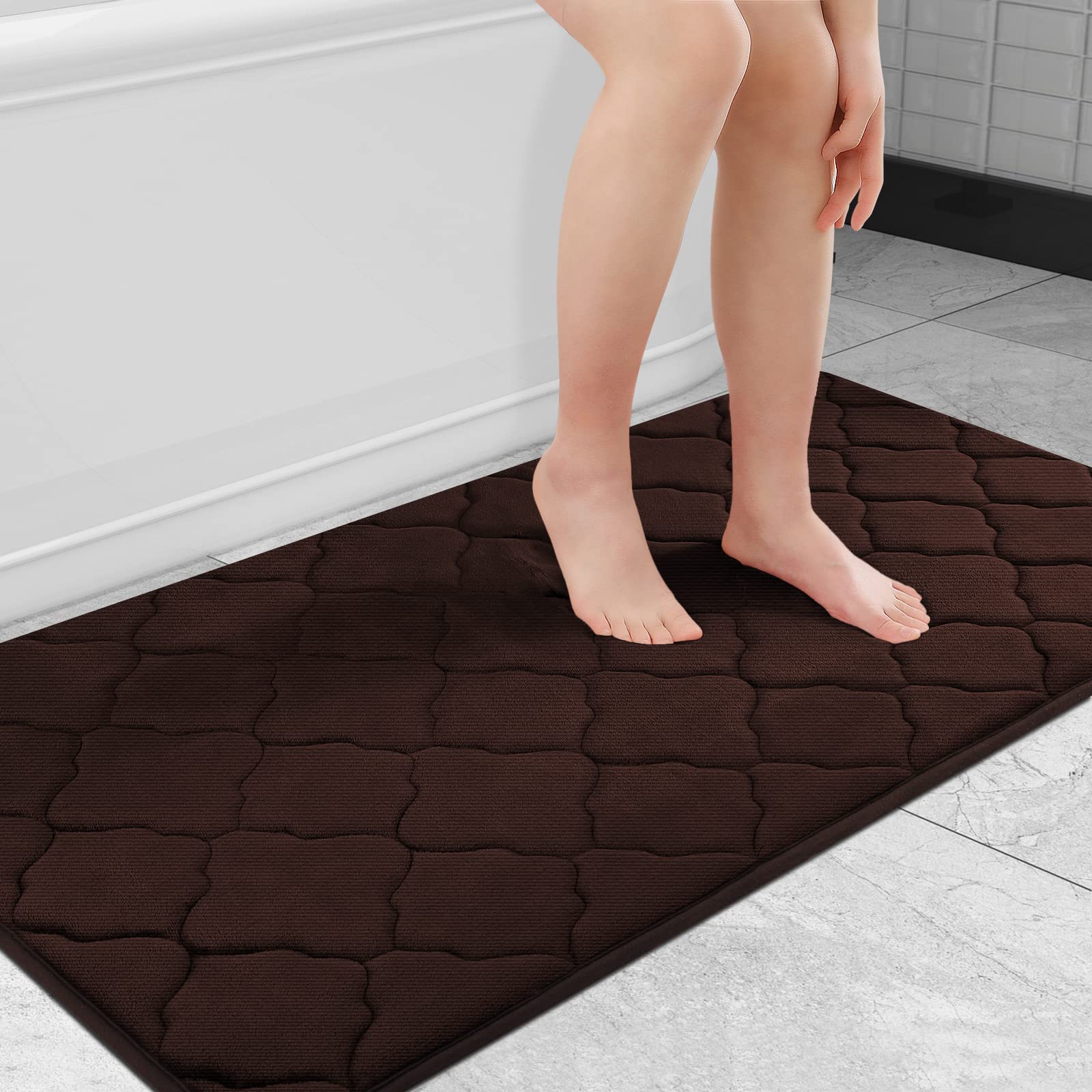 Olanly Memory Foam Bath Mat Rug 47X24, Large Size Ultra Soft Non Slip And Absorbent Bathroom Rug, Machine Wash Dry, Comfortable,