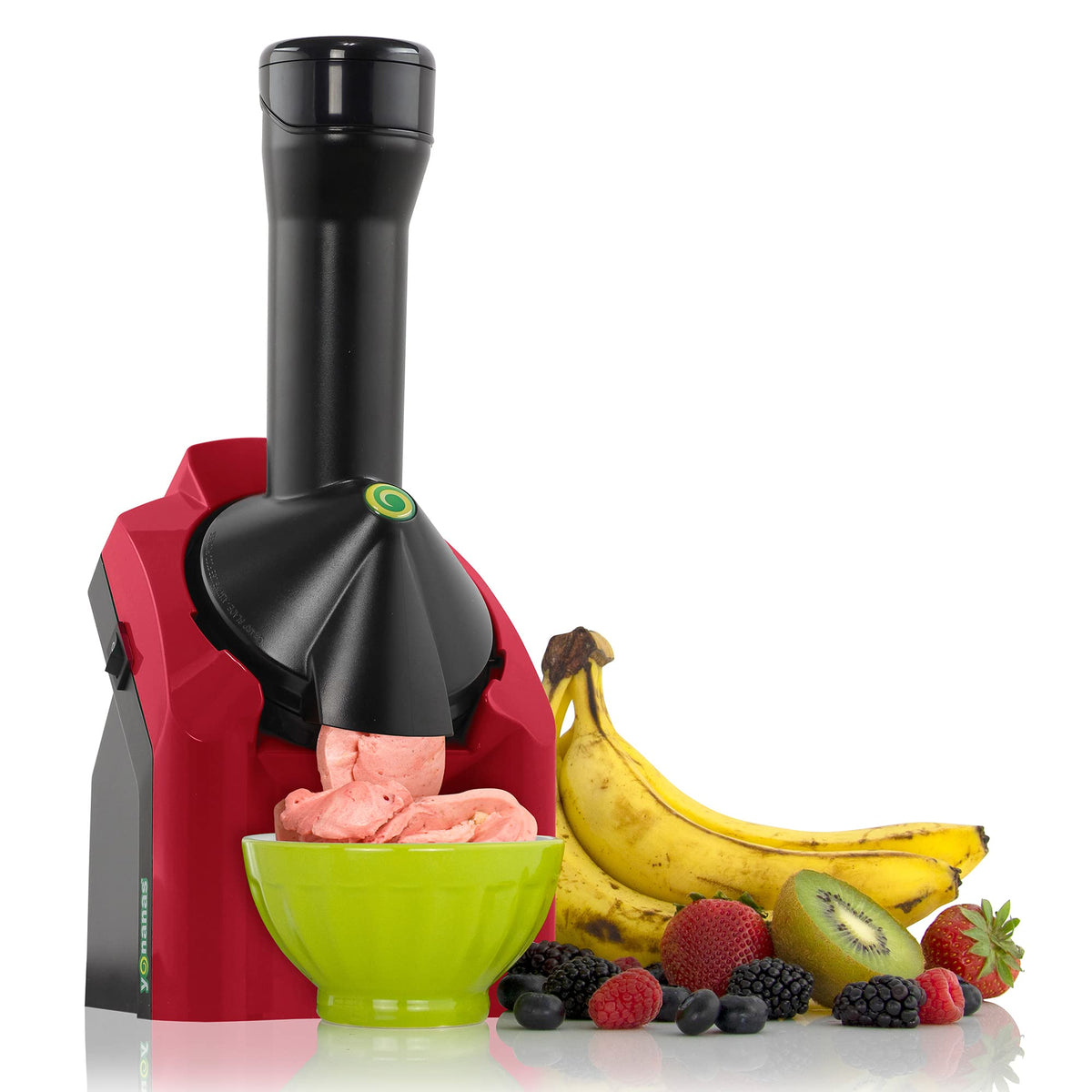 Yonanas 902Rd Classic Vegan, Dairy-Free Frozen Fruit Soft Serve Maker, Includes 36 Recipes, 200-Watts, Red
