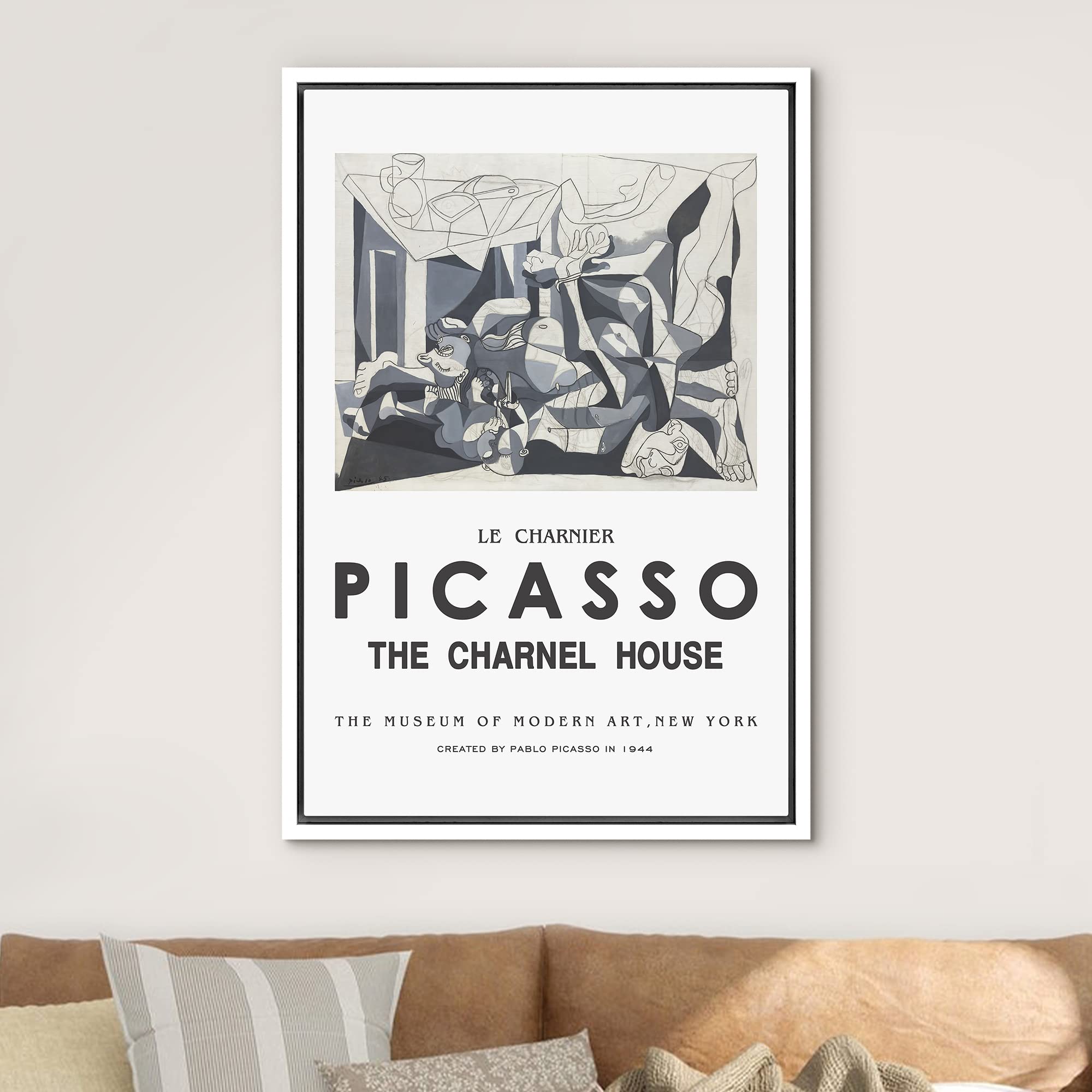 Idea4Wall Framed Canvas Print Wall Art The Charnel House By Pablo Picasso Historic Cultural Illustrations Fine Art Traditional C