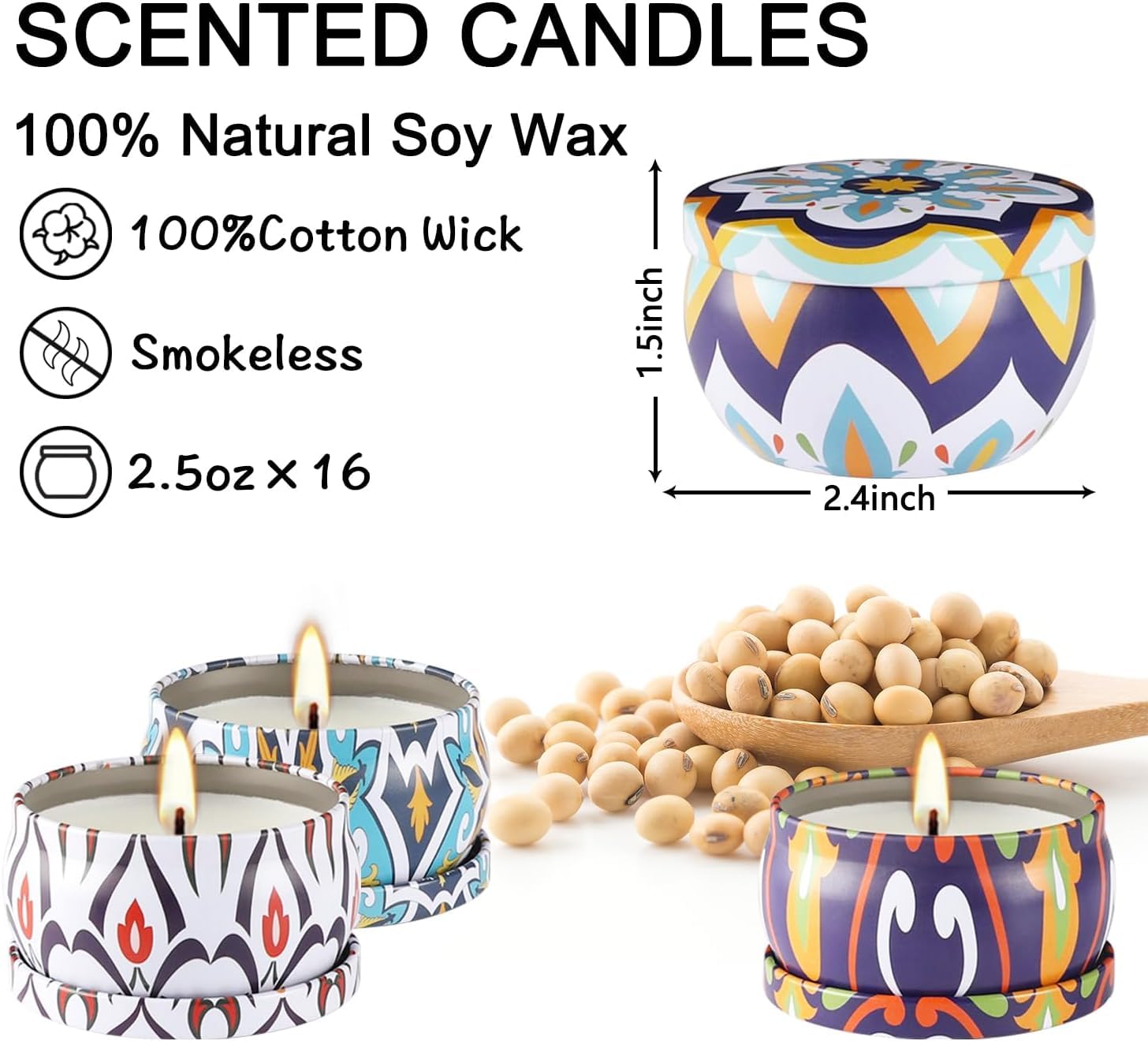 YOROXRG Scented Soy Wax Travel Tin Jar Candles - 2.5 OZ Gifts for Home, Mom - Christmas, Birthday, Thanksgiving, Mothers Day -
