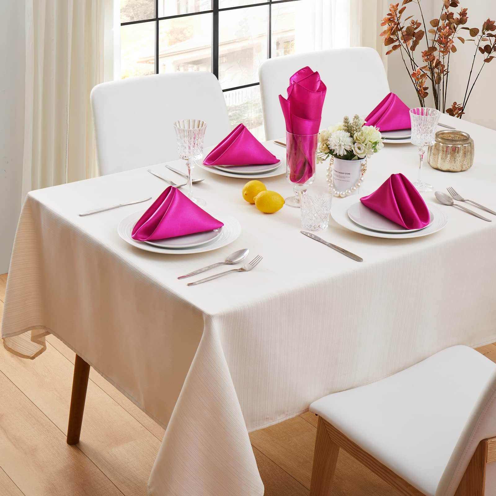 Aormenzy 60 Pack Pink Satin Napkins 17 X 17 Silky Napkins, Party Cloth Napkins Square Satin Napkins, Dining Table Napkins Soft C