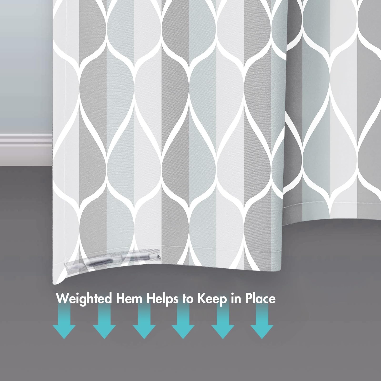 Gelbchu Grey Bath Shower Curtain,Waterproof Design And Polyester,Quick-Drying,Weight Hem,Extra Long Shower Curtain Set For Bathr