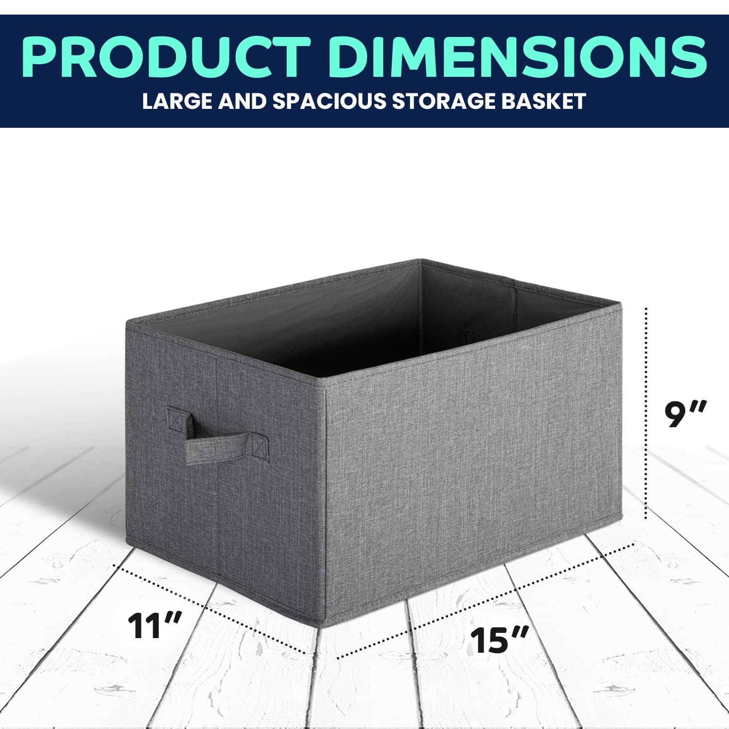 Pomatree Storage Baskets - 4 Pack - Sturdy Large Fabric Bins | Foldable Organizing Basket Bin For Home, Nursery, Closet & Shelve