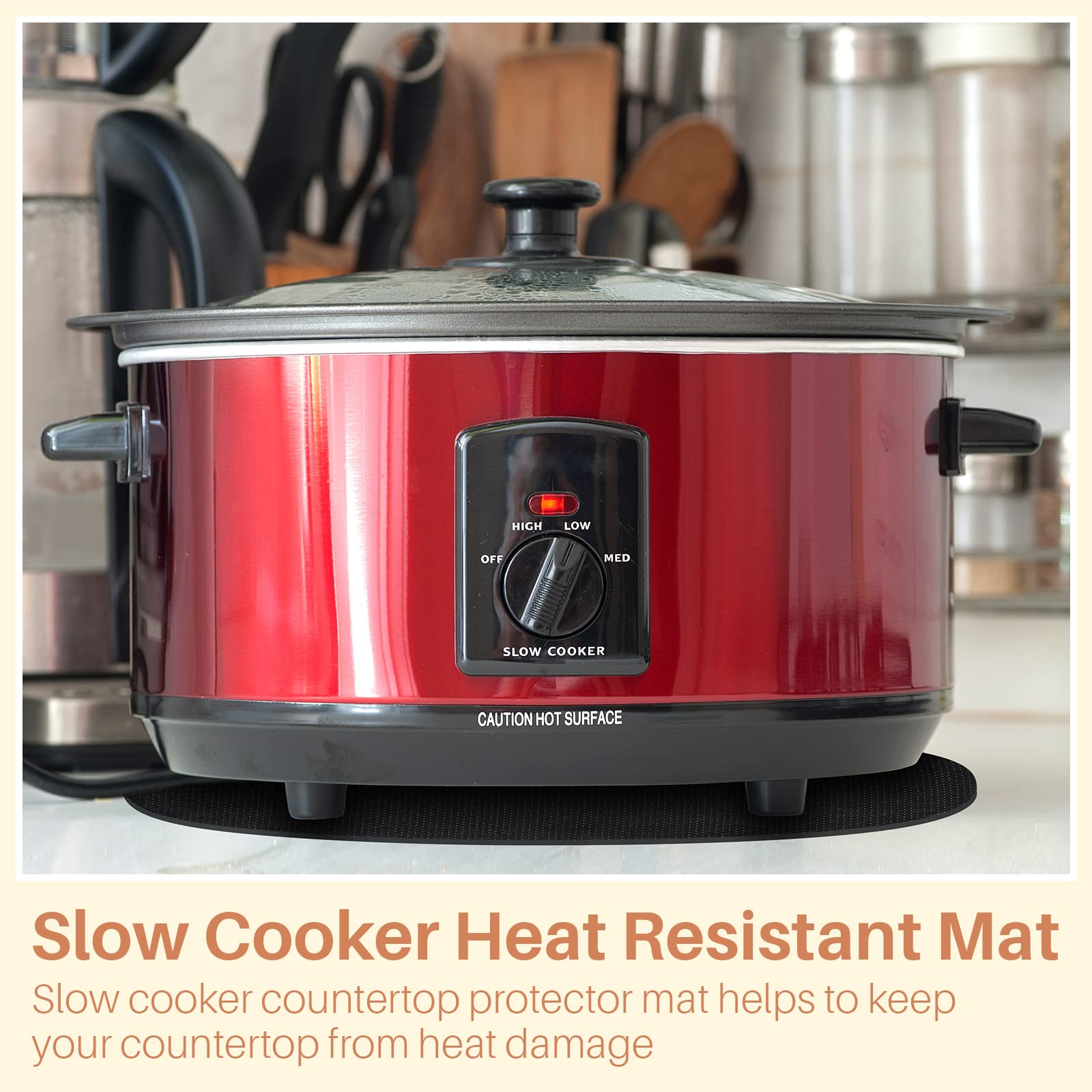 Tanlade 2 Pcs Oval Slow Cooker Heat Resistant Mat for 6-8 Quart Non Skid Countertop Heat Protector Mat Kitchen Appliance Mats for Air Fryer Kitchen Supplies  11.75 x 17.75 x 0.18 Inches