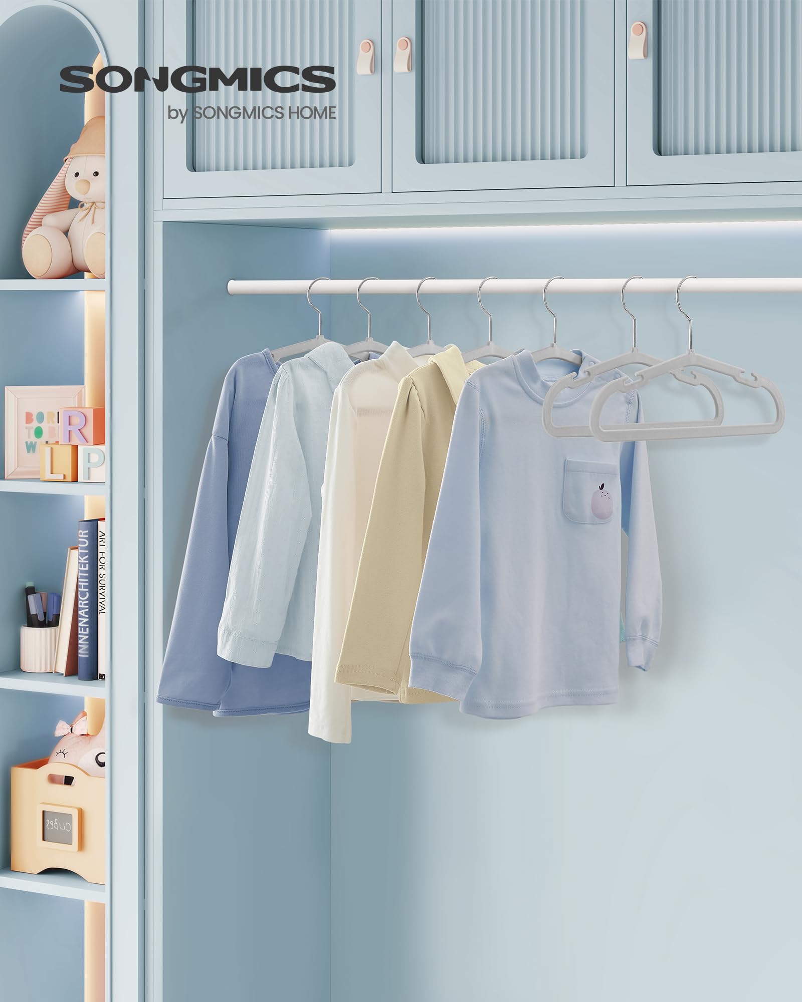 Songmics Baby Hangers 50 Pack, 11 X 6.9 Inches, Kids Hangers For Closet, Non-Slip Velvet Hangers, Childrens Hangers, Space-Savin
