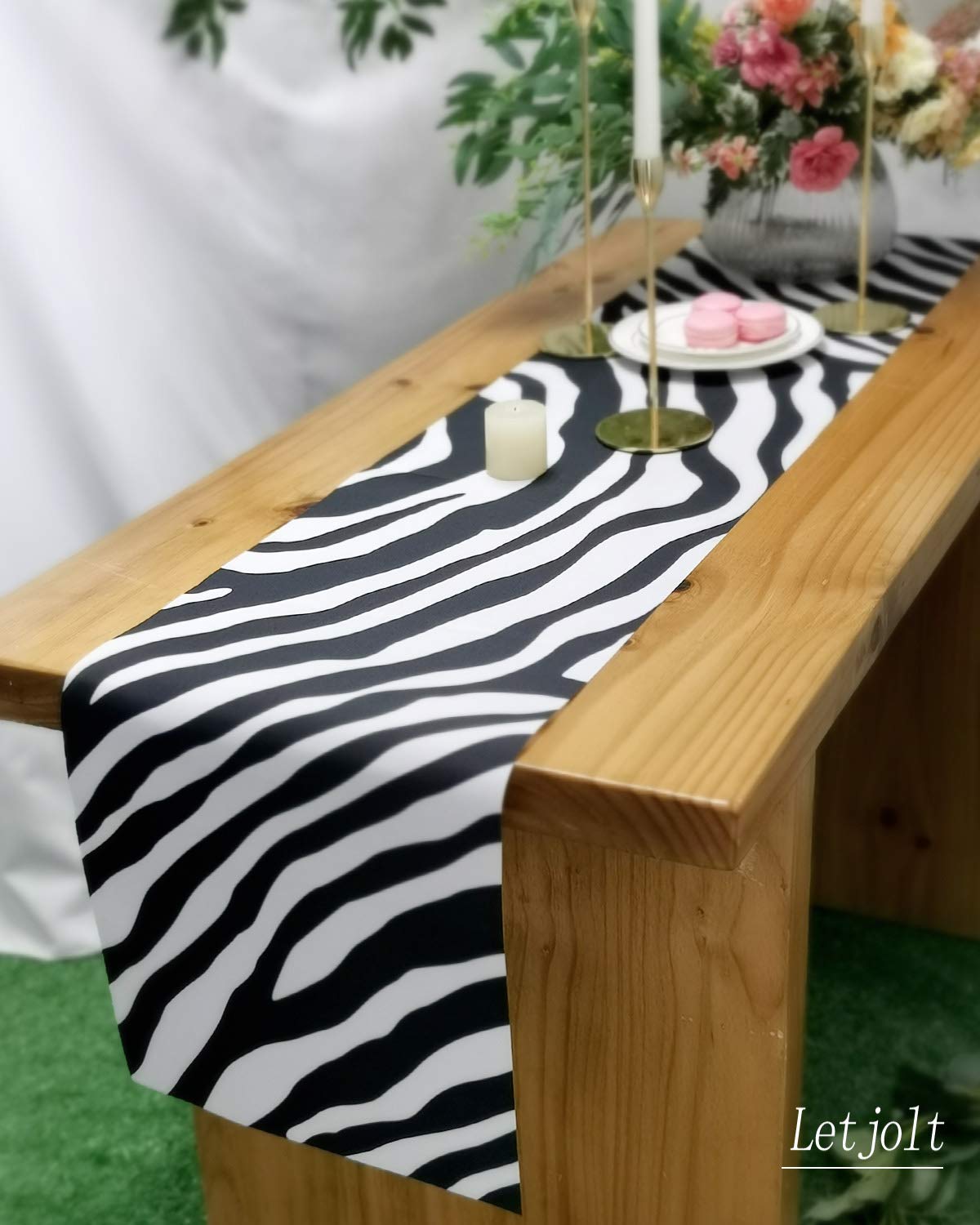 Zebra Table Runner Black And White Striped Texture For Winter Dinner Jungle Theme Birthday Parties Supplies Indoor Outdoor Party