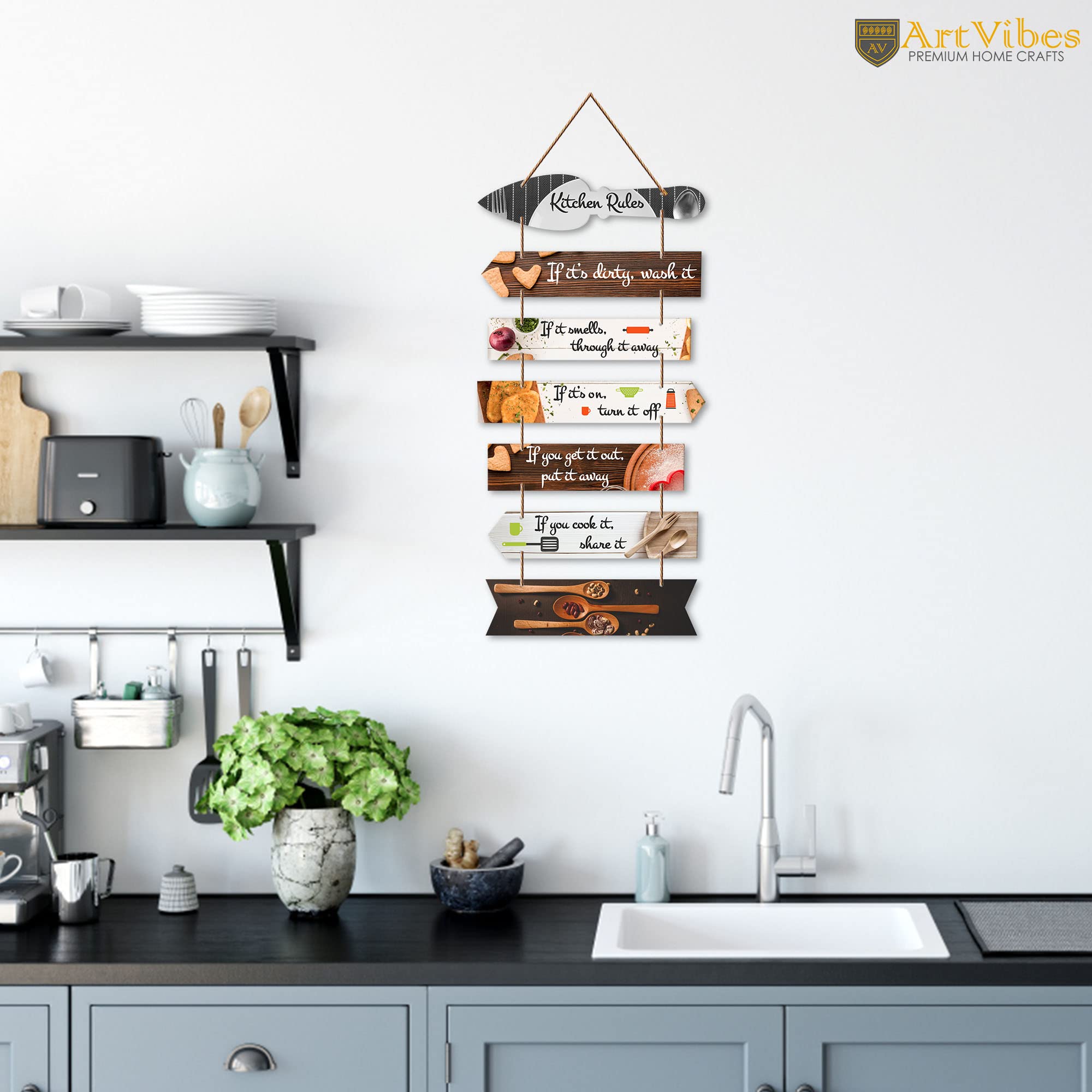 Artvibes Kitchen Quotes Wooden Wall Hanging for Home Decor | Decorative Item for Kitchen | Gifts | MDF Wood Wall Hanger for Deco