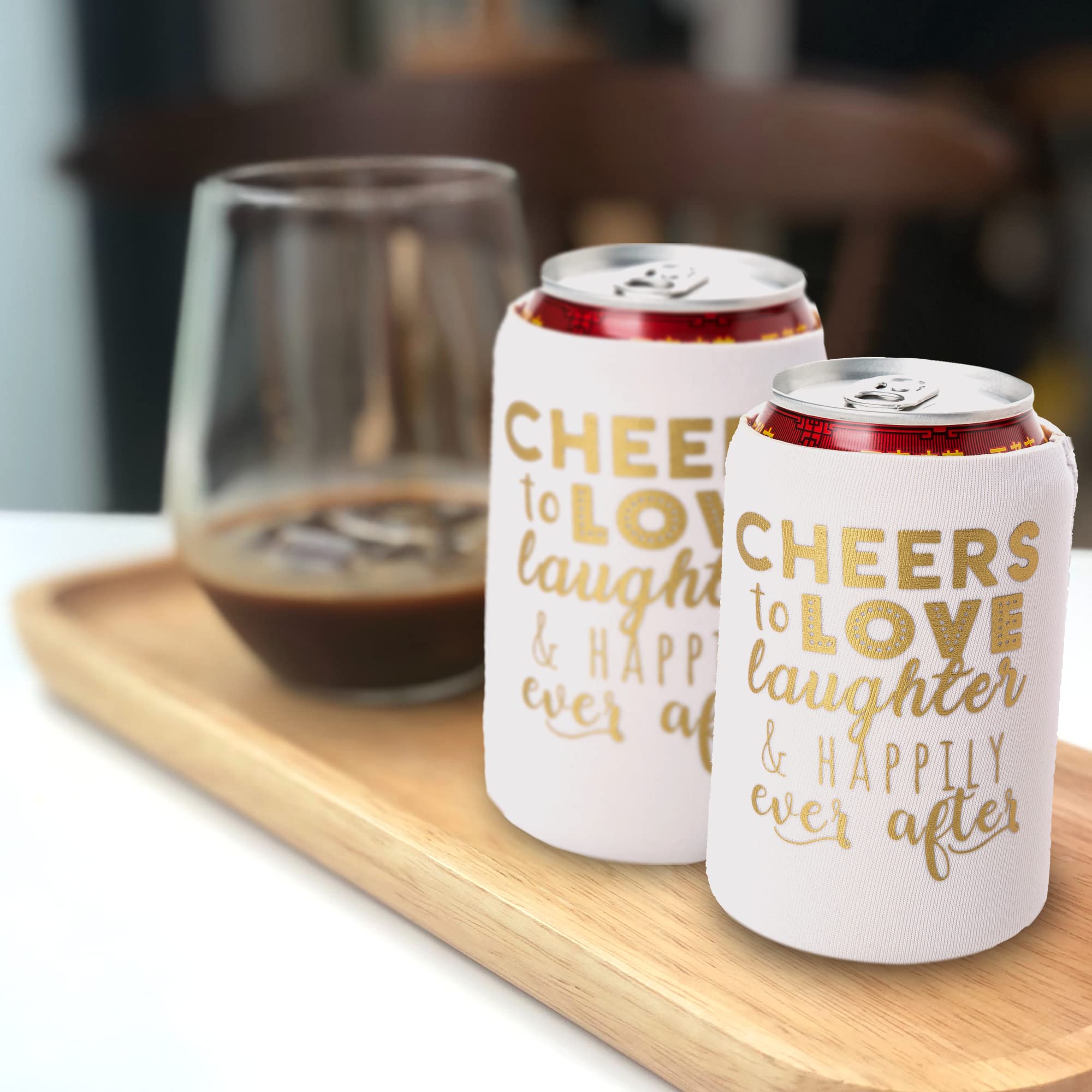Wedding Can Cooler Decorations - 12 Cheers To Love Laughter And Happily Ever After, Rehearsal Dinner Favors, Wedding Supplies -