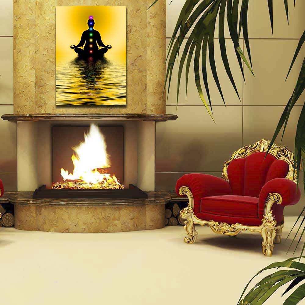 Pitaara Box Meditation With Chakras | Peel & Stick Vinyl Wall Sticker For Bedroom & Living Room | 18 X 25.5 Inch (46 X 65 Cms)