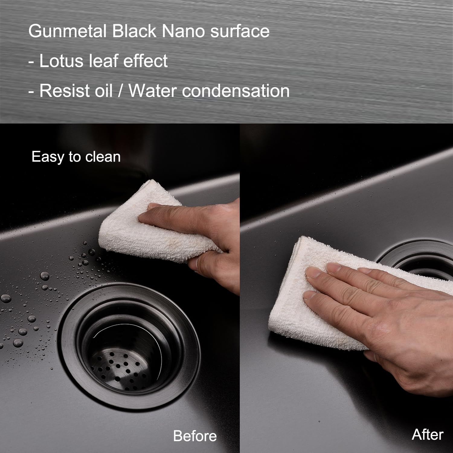 32 Inch Nano Black Undermount Kitchen Sink Stainless Steel Deep Single Bowl, 16-Gauge 32   X19    In Gunmetal Black Rv Sink Comm