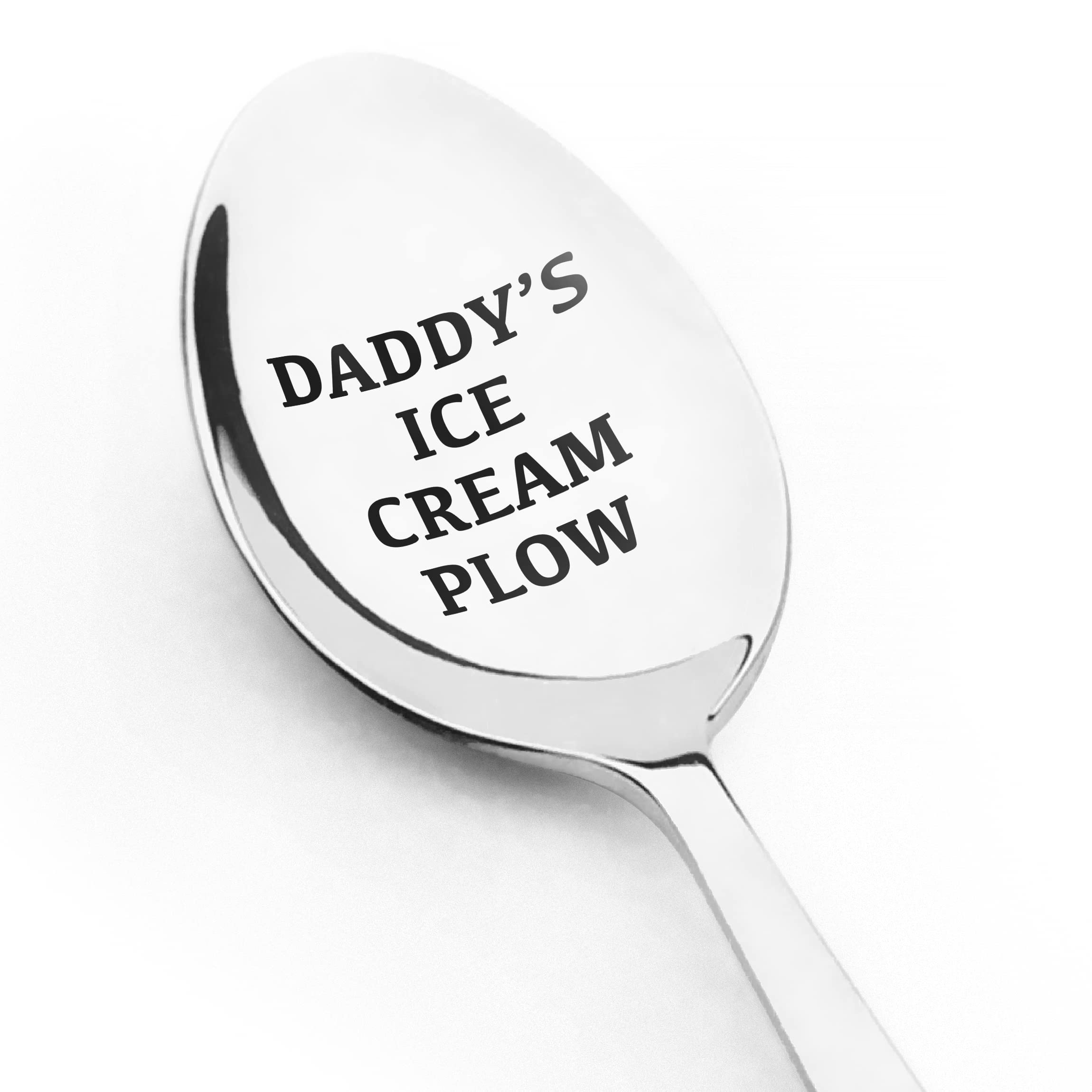 Nakouhei 1 Set Engraved Stainless Steel Spoon Gift Daddy'S Ice Cream Plow Spoon Dessert Spoon Ice Cream Spoon Dinner Spoon For D