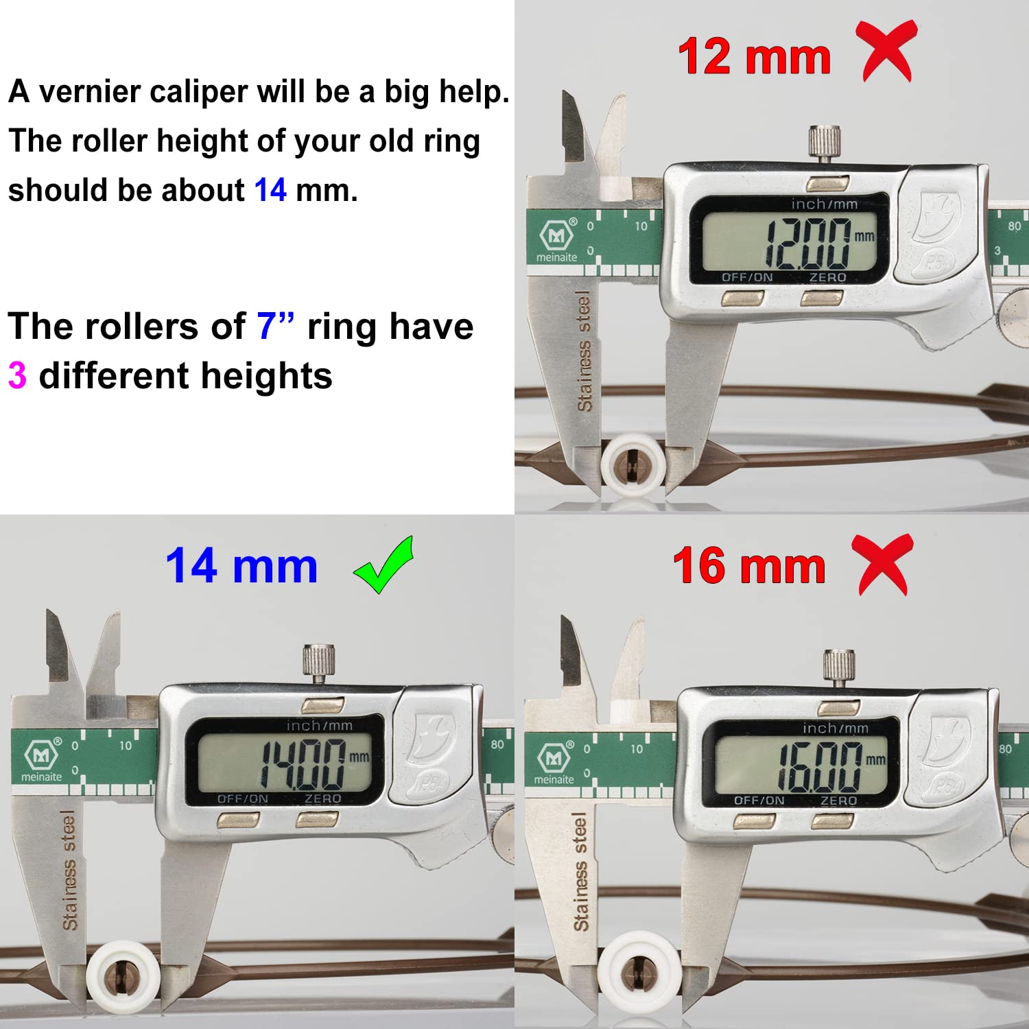 Jolaxy 7'' Microwave Turntable Ring with 14 mm Rollers  Microwave Oven Tray Support  Glass Plate Rotating Roller Ring  Ring Outer Diameter 7 inches (17.8 cm)  Roller Height 14 mm