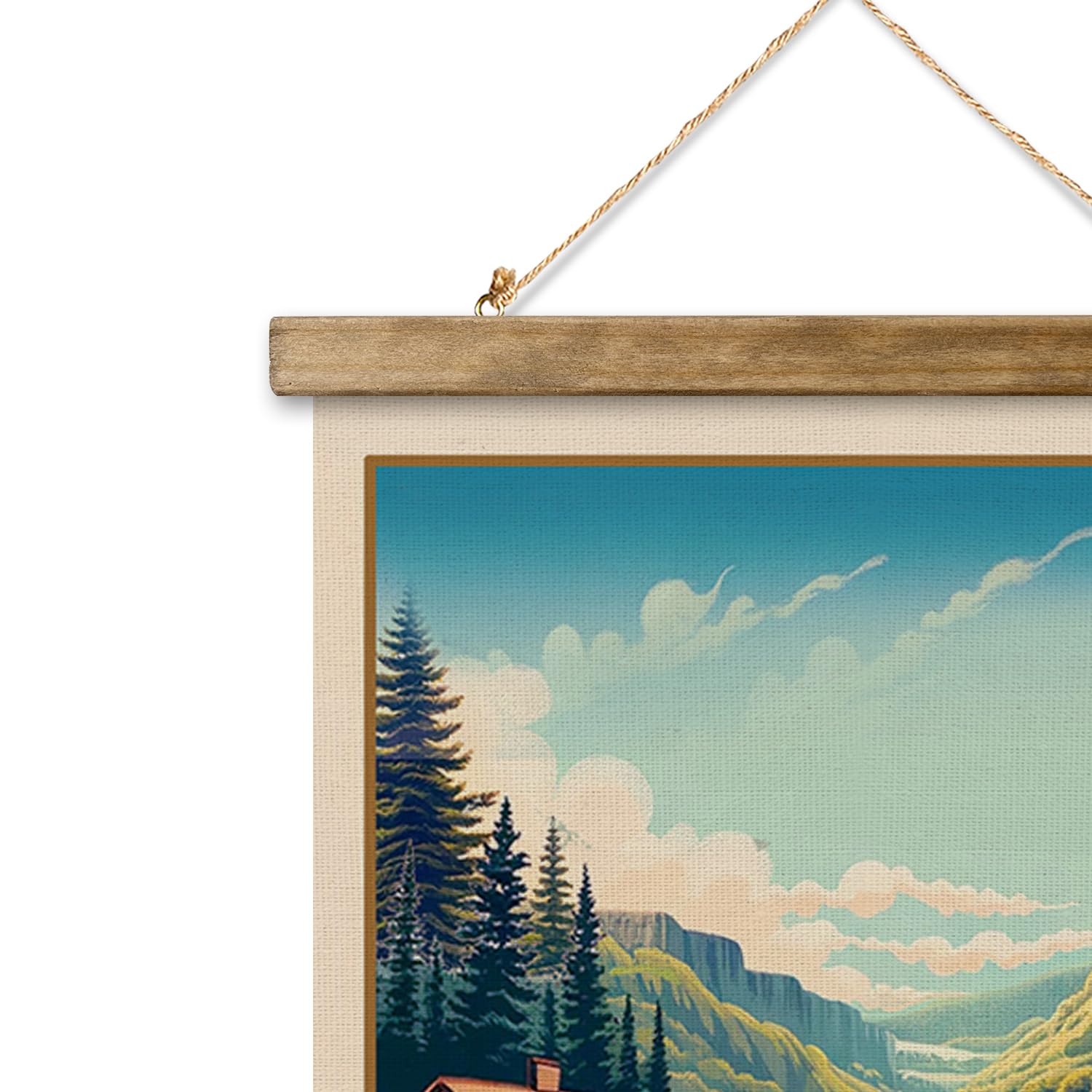 Xiaoaika Vintage Hot Springs National Park Travel Poster With Wooden Scroll Frame - Living Room, Bedroom, Home, Office Retro Art