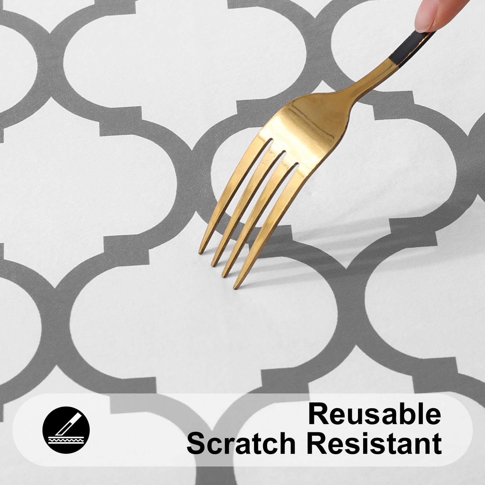 Smiry Round Plastic Table Cloth, Waterproof Vinyl Tablecloth With Flannel Backing For Round Tables, Wipeable Spillproof Tableclo