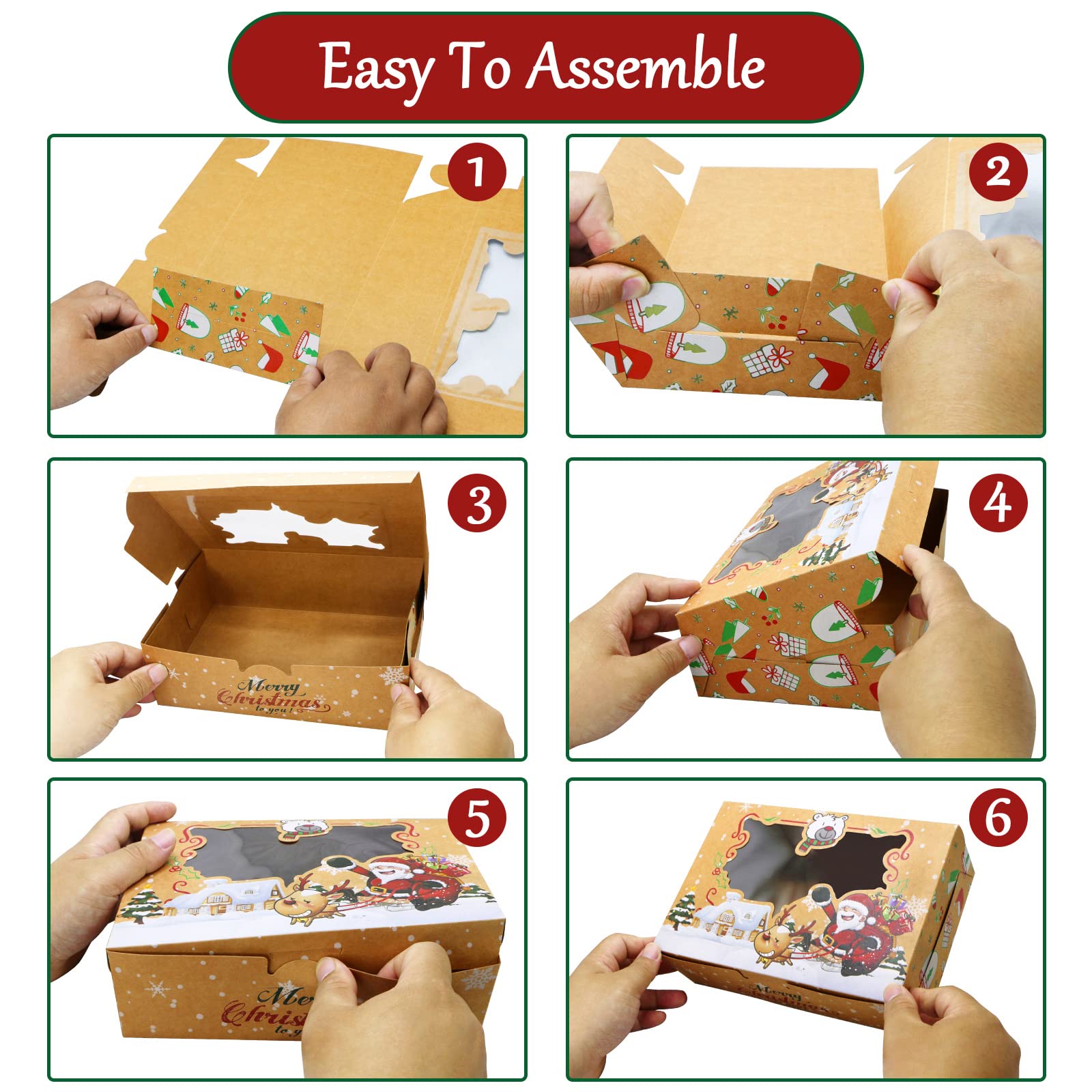 Zmciner 12 Pcs Christmas Cookie Boxes With Window Christmas Bakery Boxes Treat Boxes Baking Boxes For Gift Giving For Pastries,