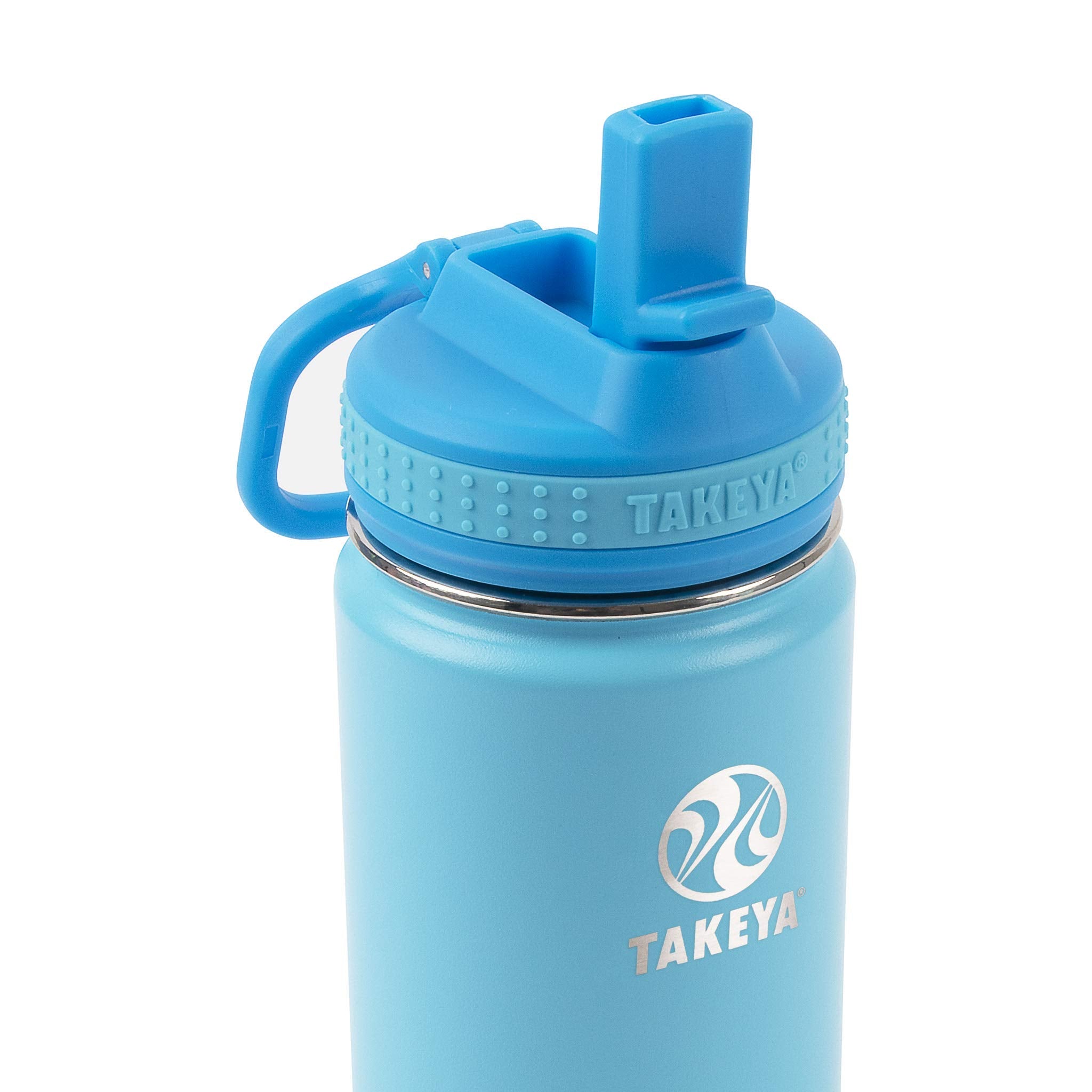 Takeya Actives Kids 16 Oz Vacuum Insulated Stainless Steel Water Bottle With Straw Lid, Sail Blue/Atlantic
