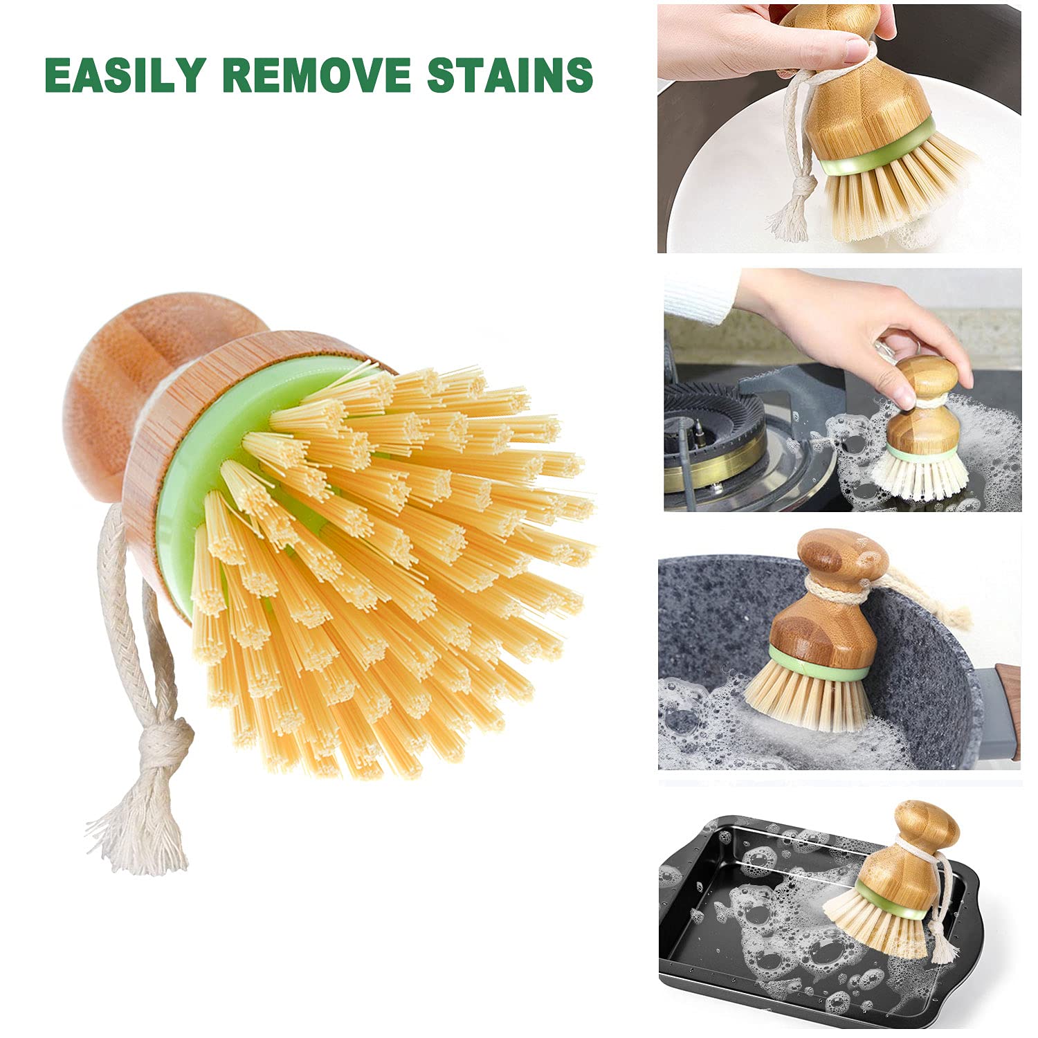 Dish Brush, Premium Dish Scrub Brush Set (Pack Of 2), Made By Earth Friendly Recycled Materials, Durable Stiff Bristles Great Fo