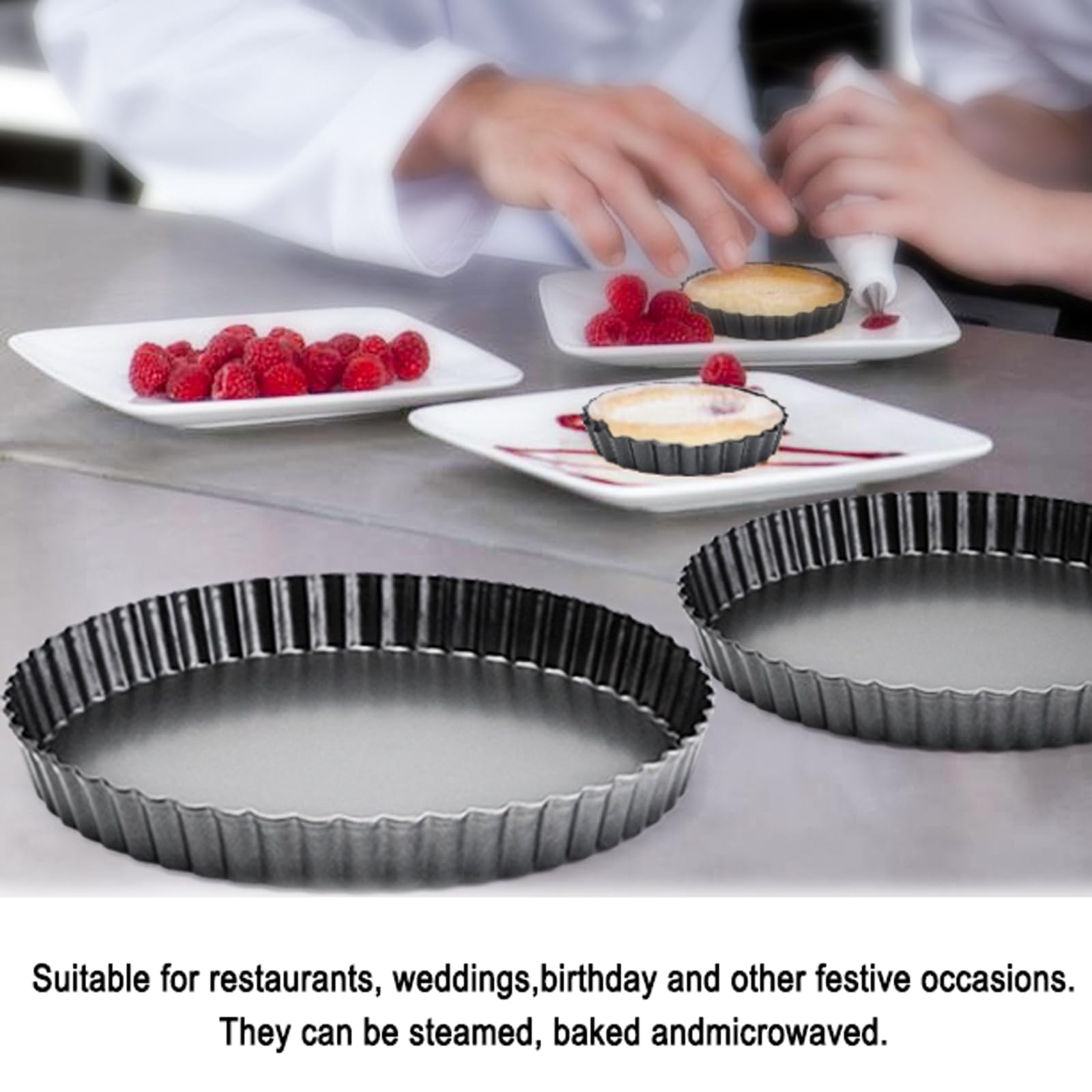 Tart Pan 6 Pack Tart Pans With Removable Bottoms Round Nonstick Quiche Pan Carbon Steel Mini Tart Pans For Baking(Set Of 6)
