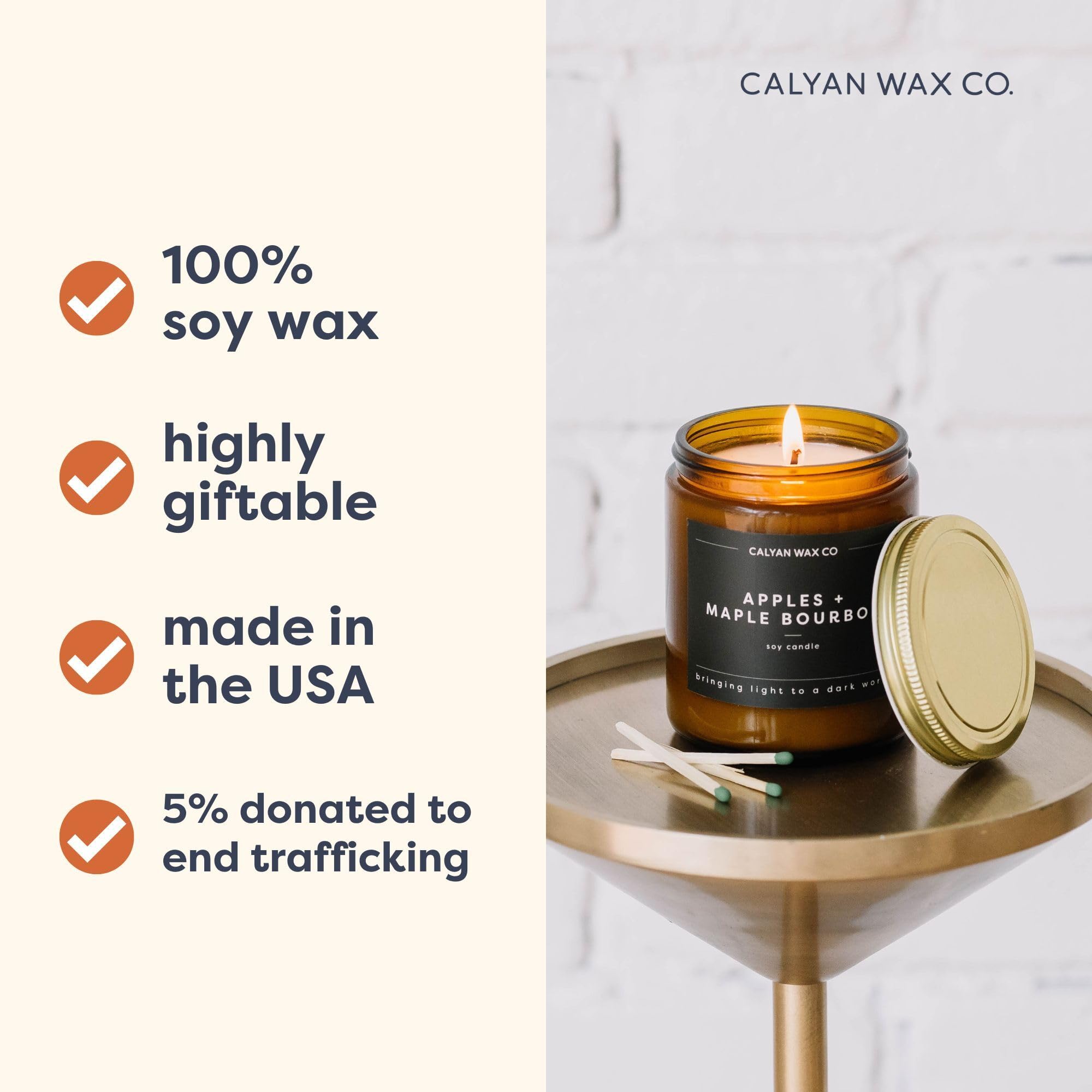 Calyan Wax Soy Candle, Vanilla & Cinnamon Scented Candle for The Home  Premium Candle with Essential Oils  7.2 oz 57 Hour Burn