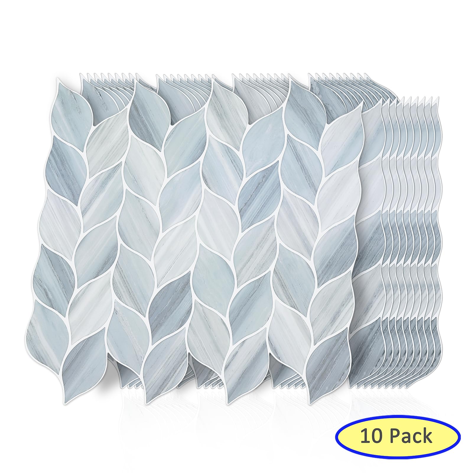 Tilingview 10 Pcs Vinyl Leaf Peel And Stick Tile For Kitchen Backsplash, Premium Self-Adhesive Tiles Plastic Wall Stickers Art M