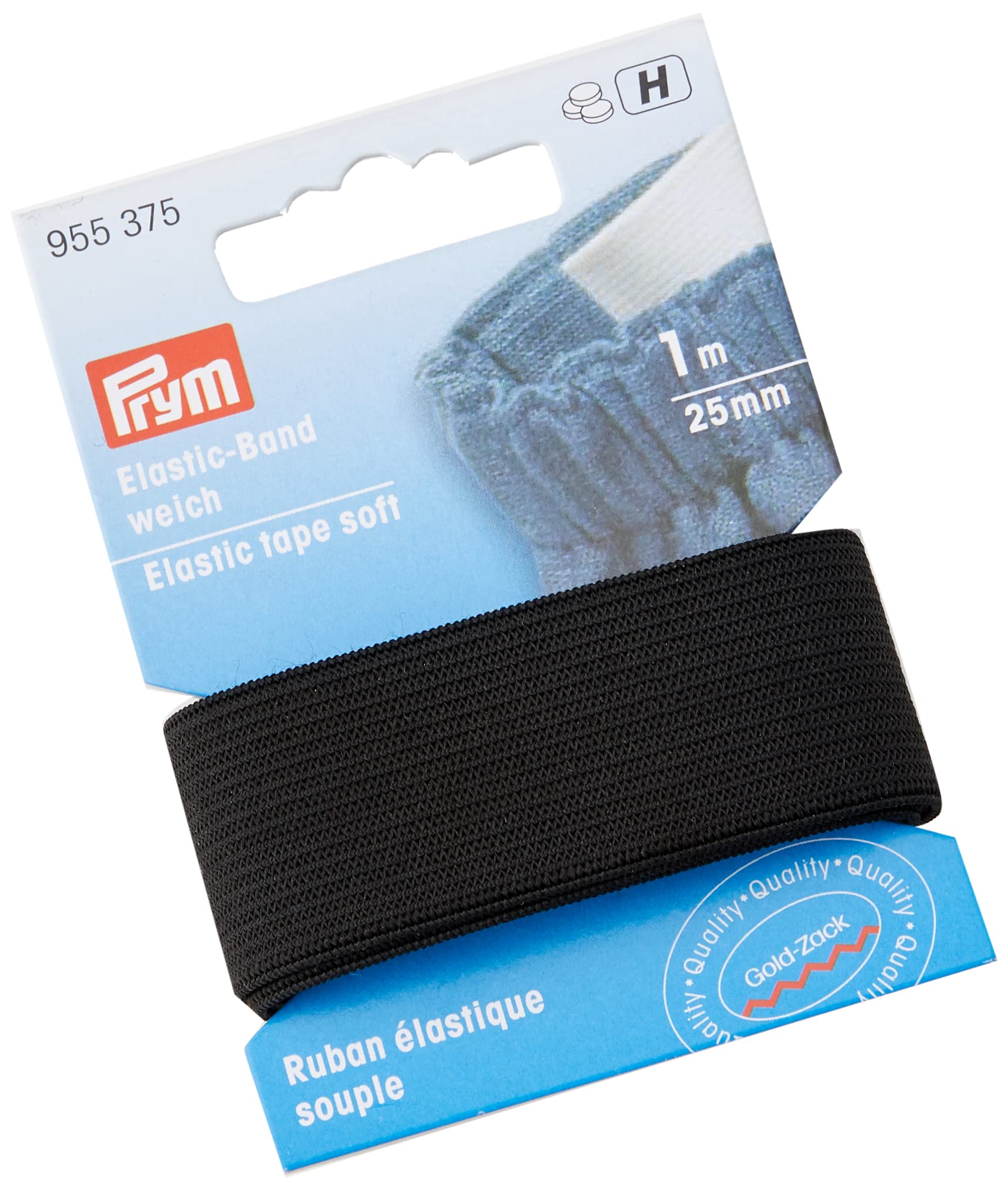 Prym 955375-1 Elastic Tape, 25Mm, Black